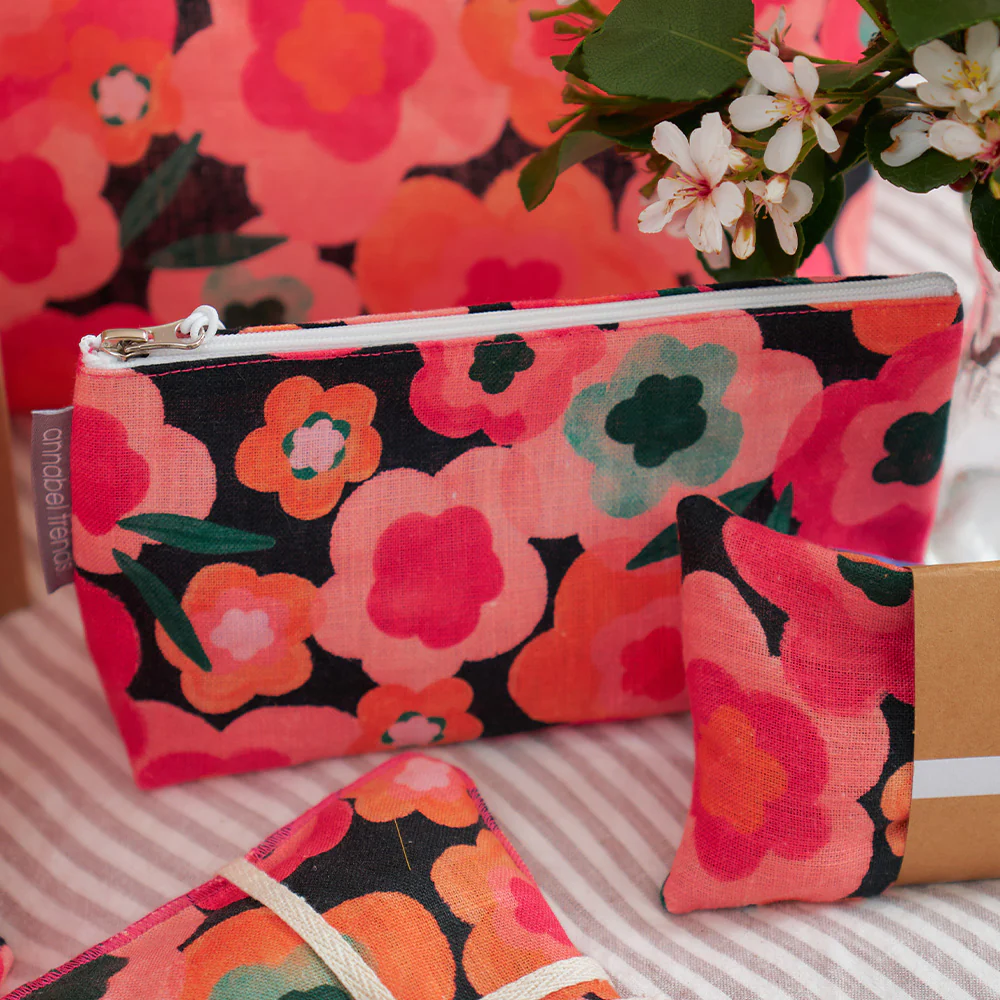 Large Cosmetic Bag - Midnight Blooms