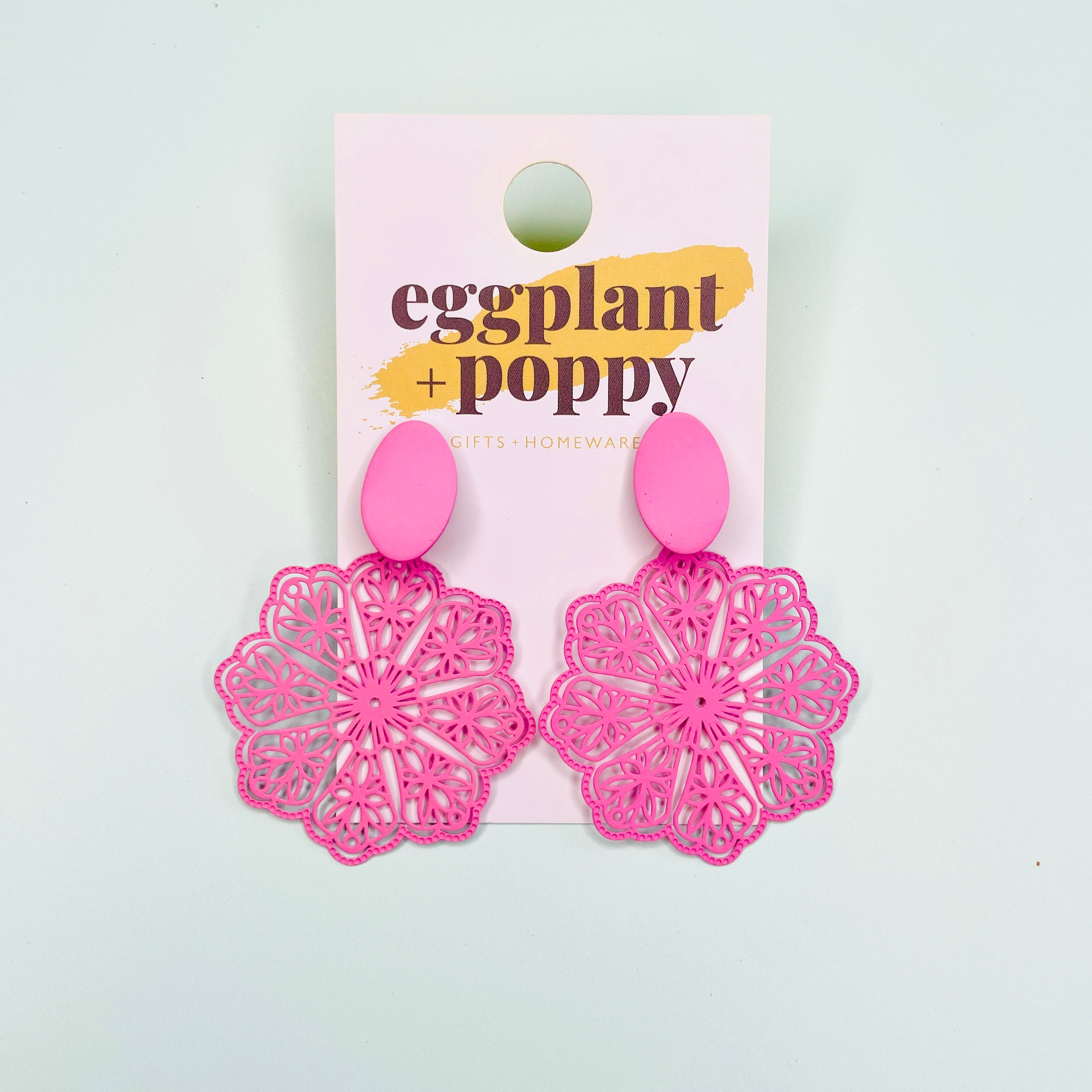 Pink Filigree Earrings - Flower