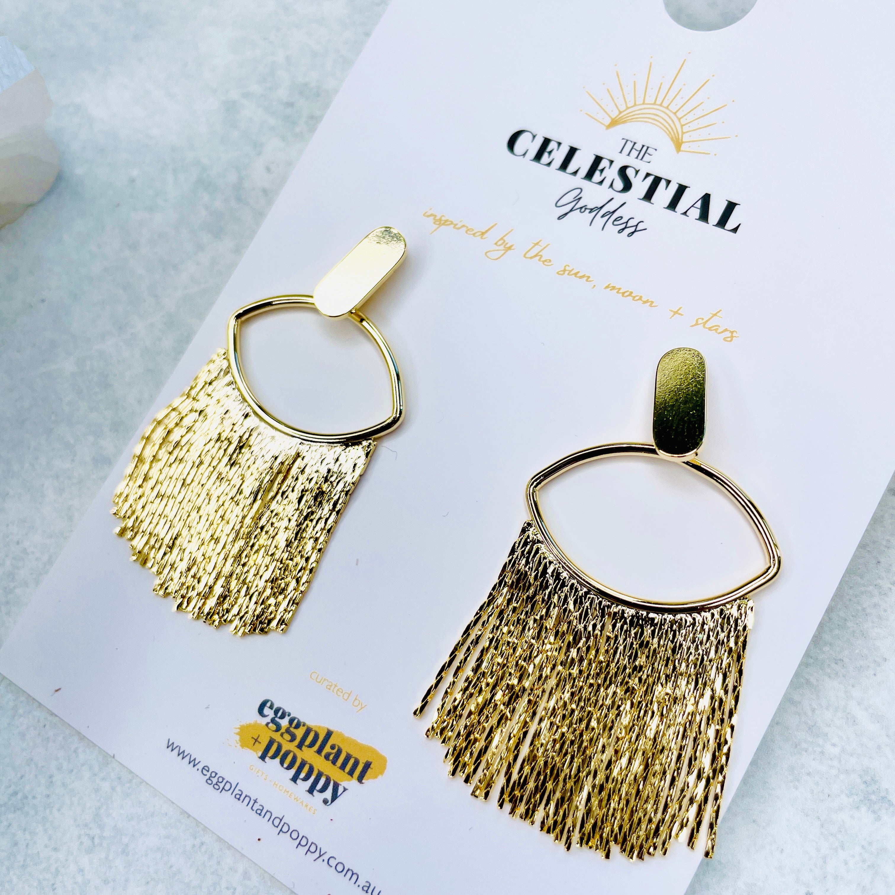 Oval Chain Tassel Earrings