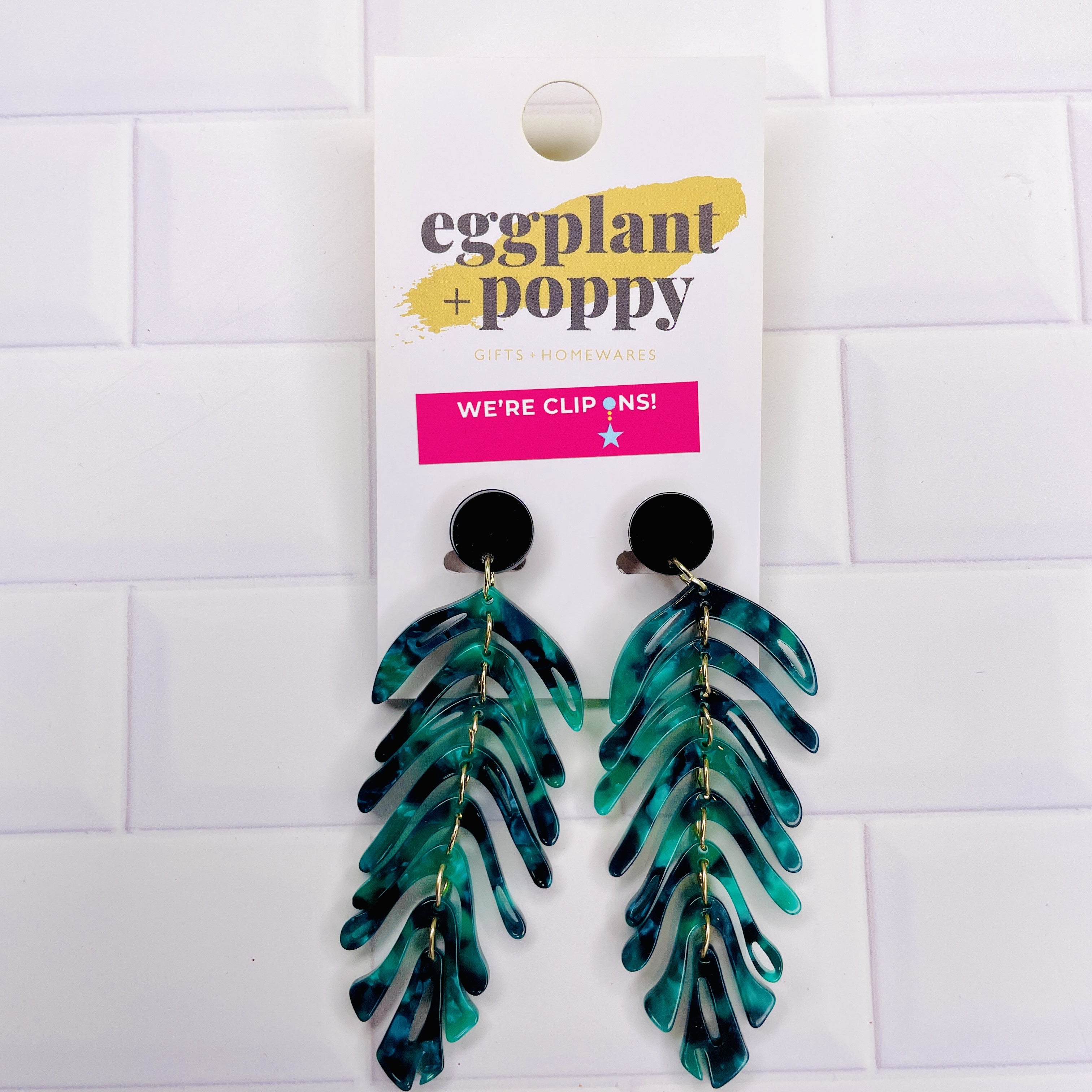 Clip On Earrings - Acrylic Feathers