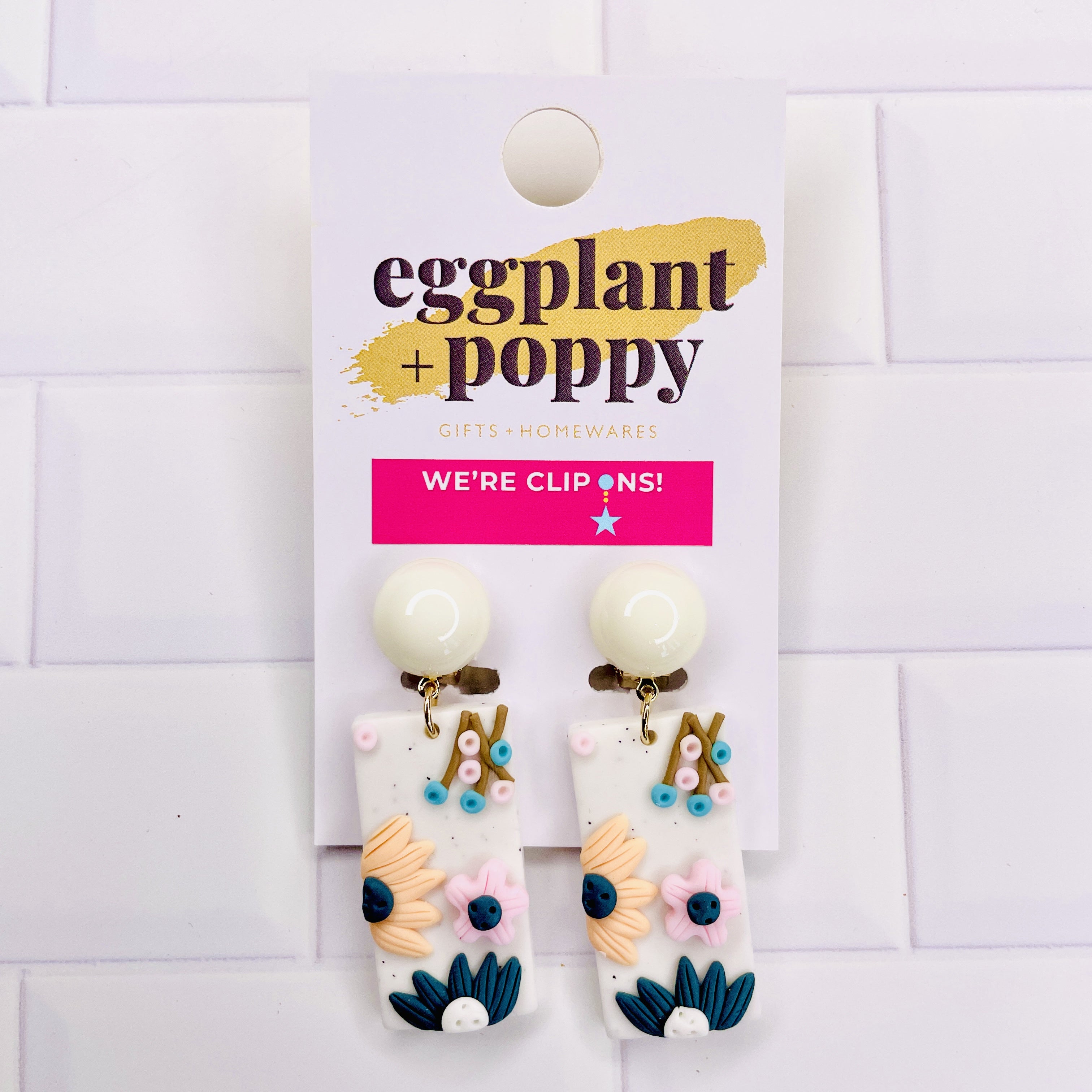 Clip On Earrings -Pastel Garden