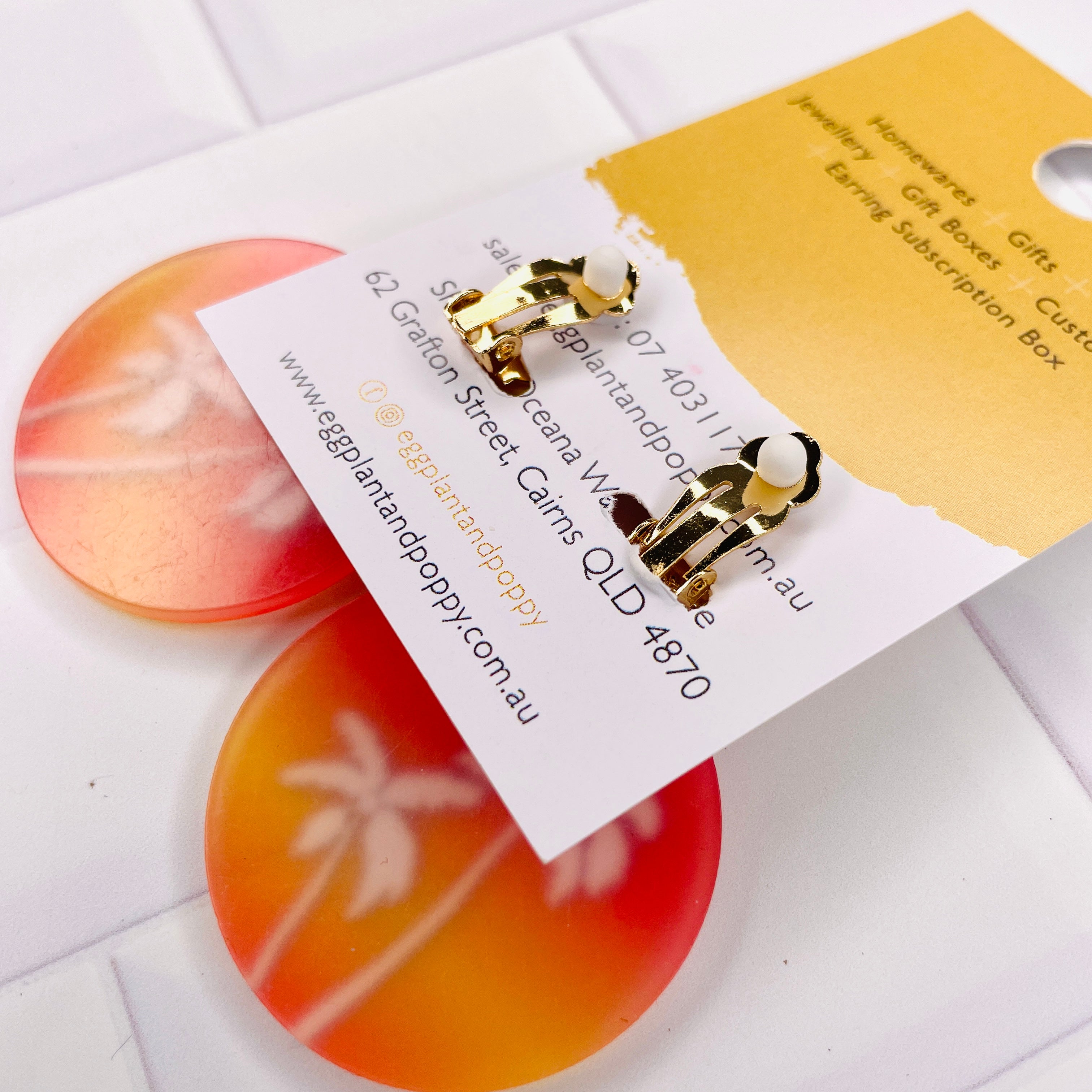 Clip On Earrings - Sunset Palm