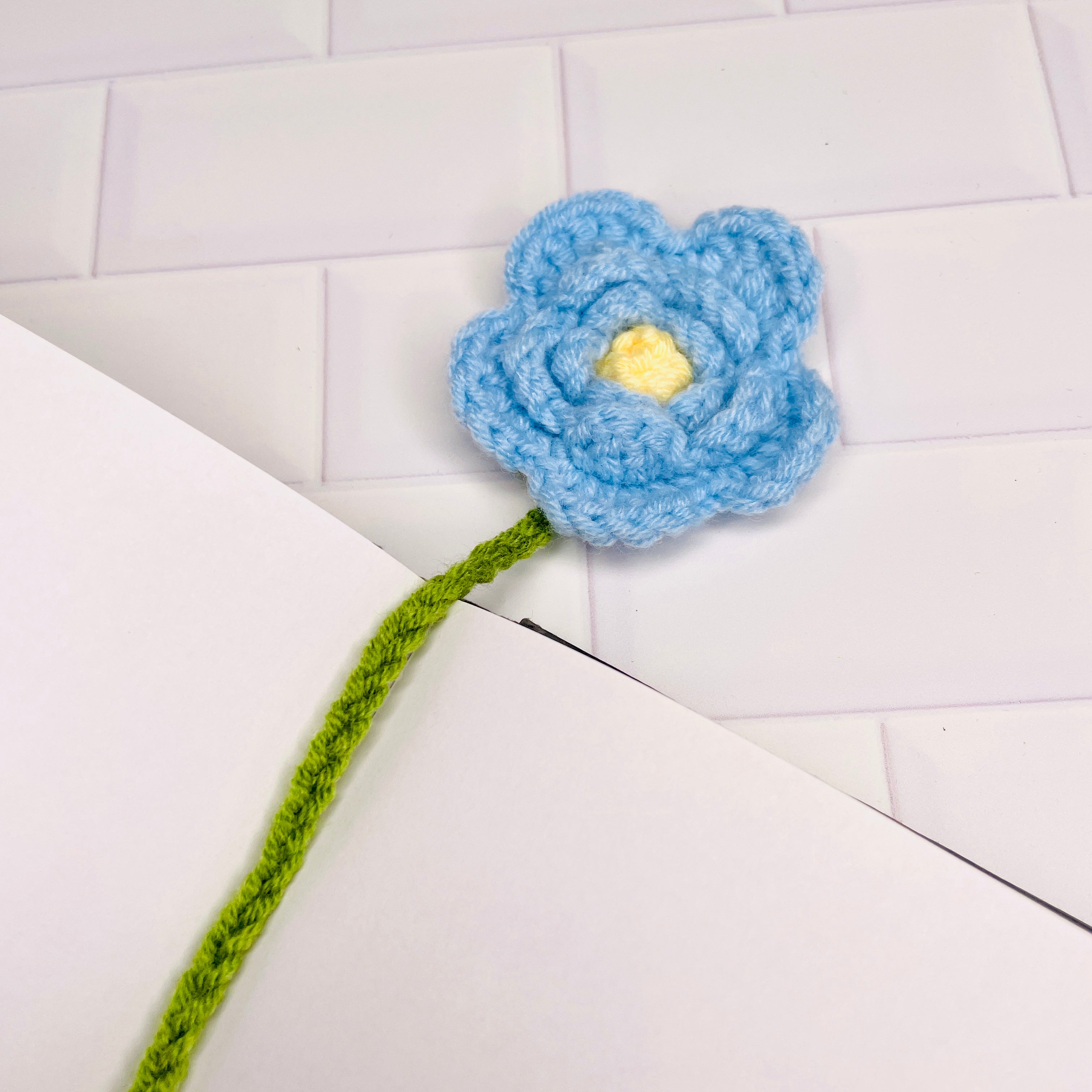 Crochet Bookmark - Forget Me Not