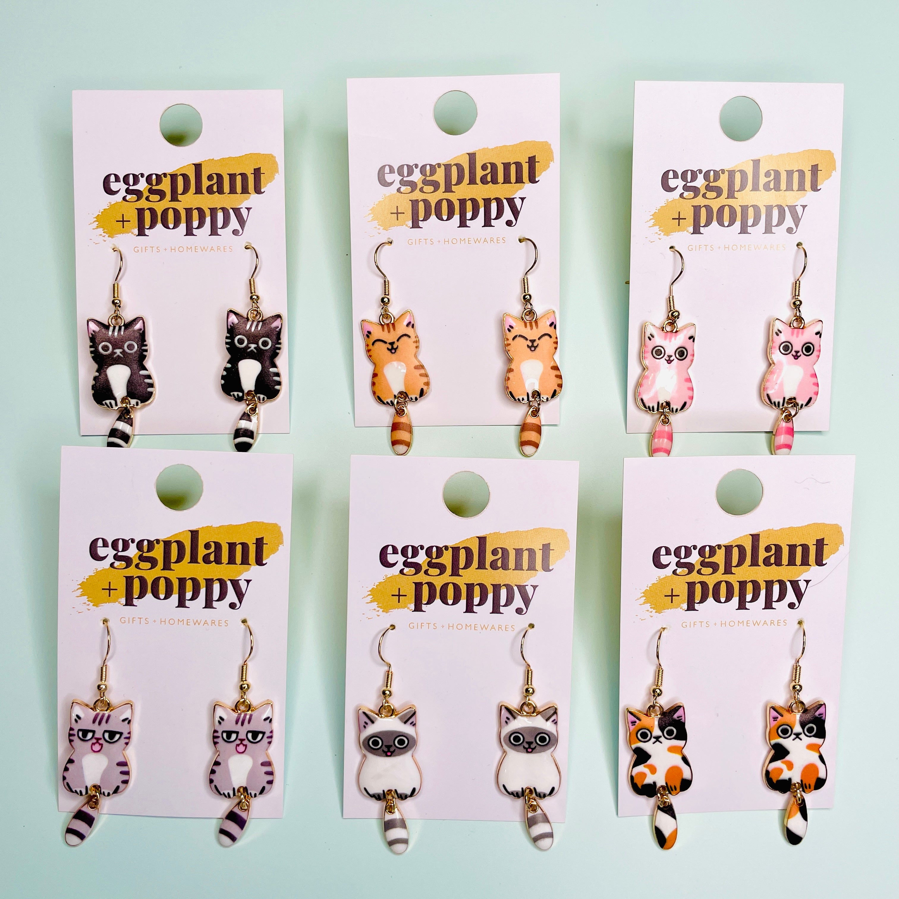 Dangle Tail Cat Earrings