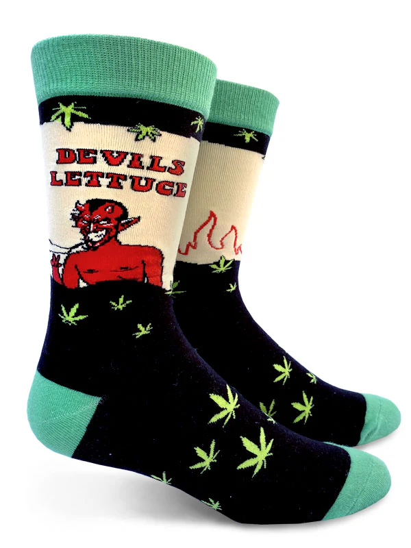 Men's Socks - Devils Lettuce – Eggplant & Poppy ~ Unique + Quirky Gifts