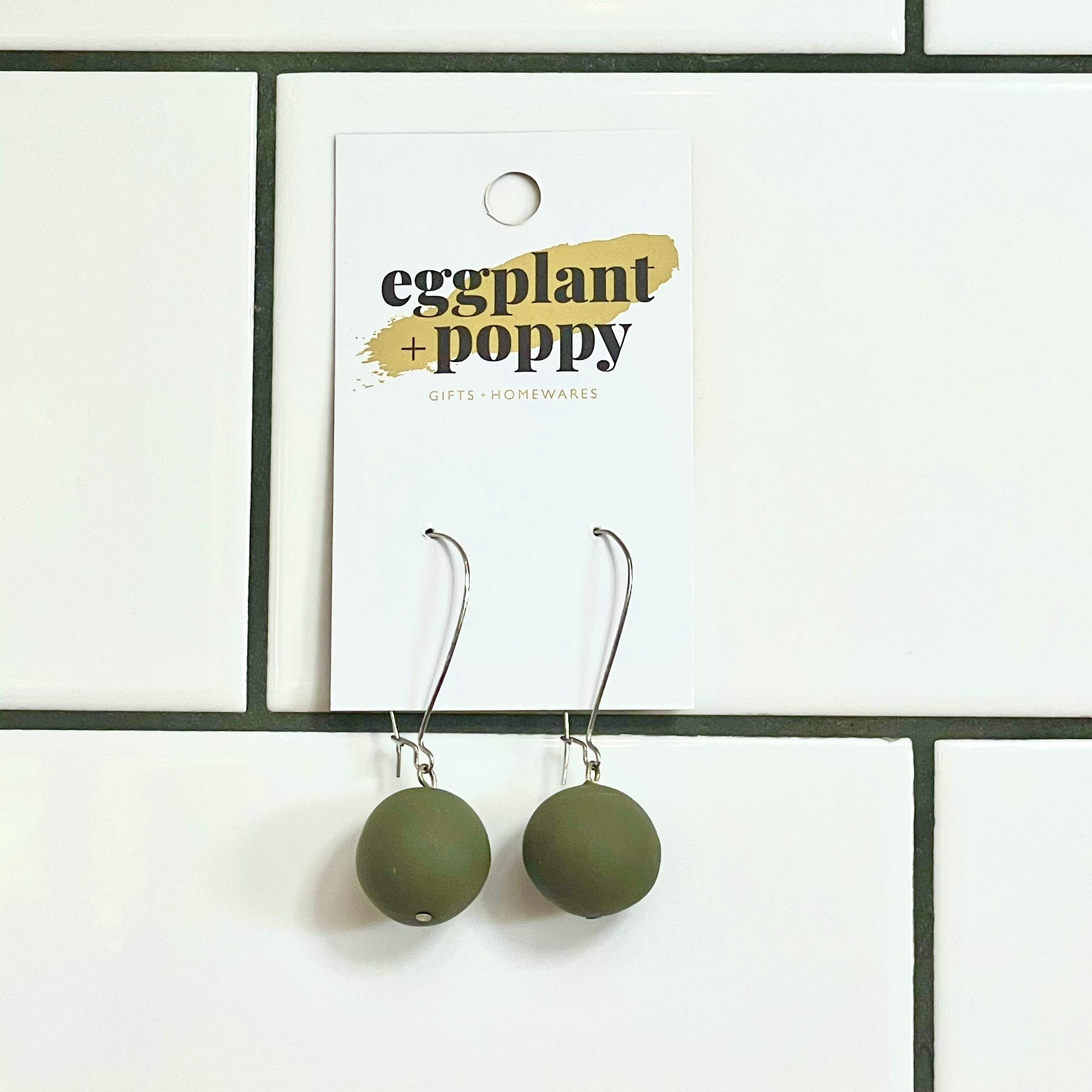 Candy Drop Earrings - Olive Green