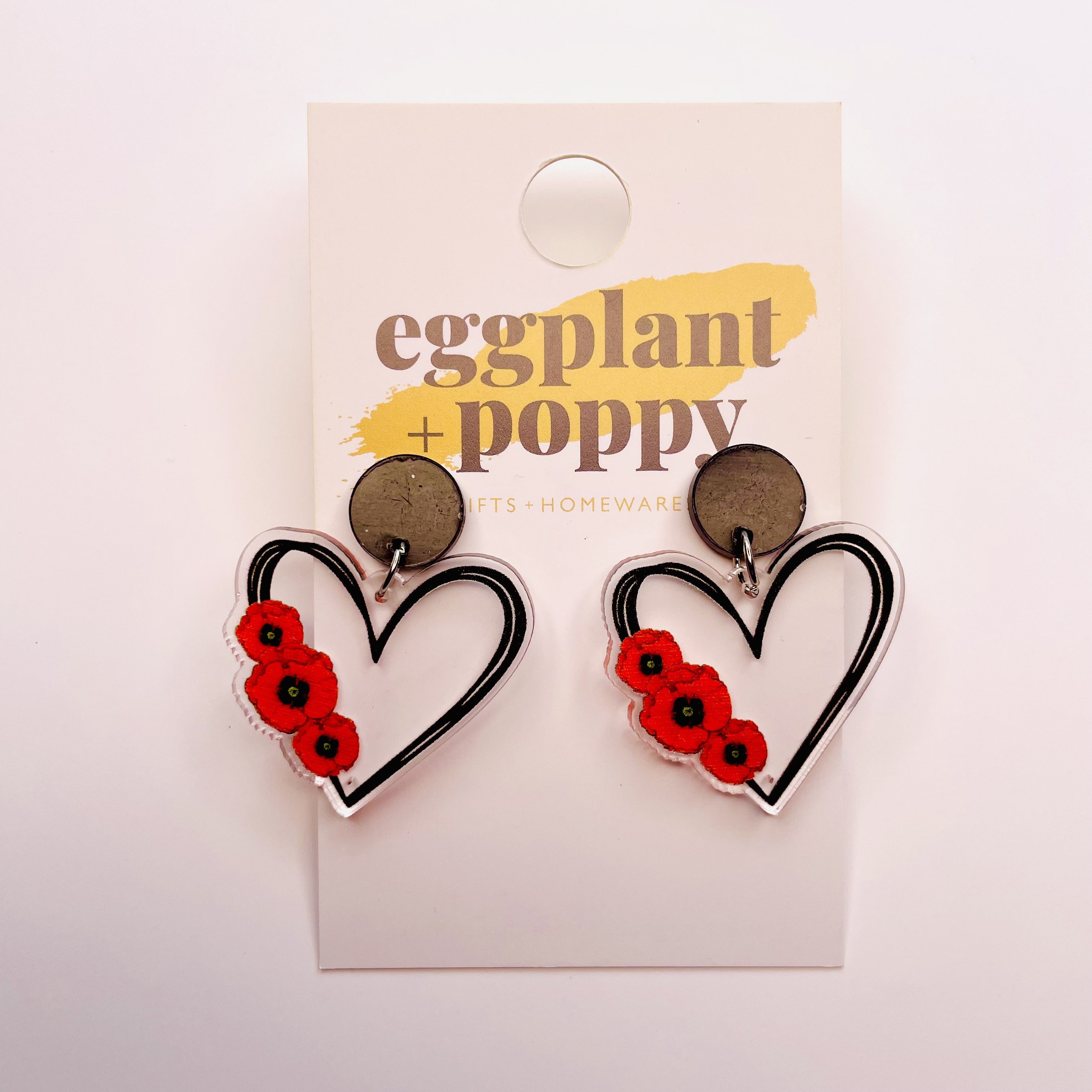 Poppy Love Heart Earrings