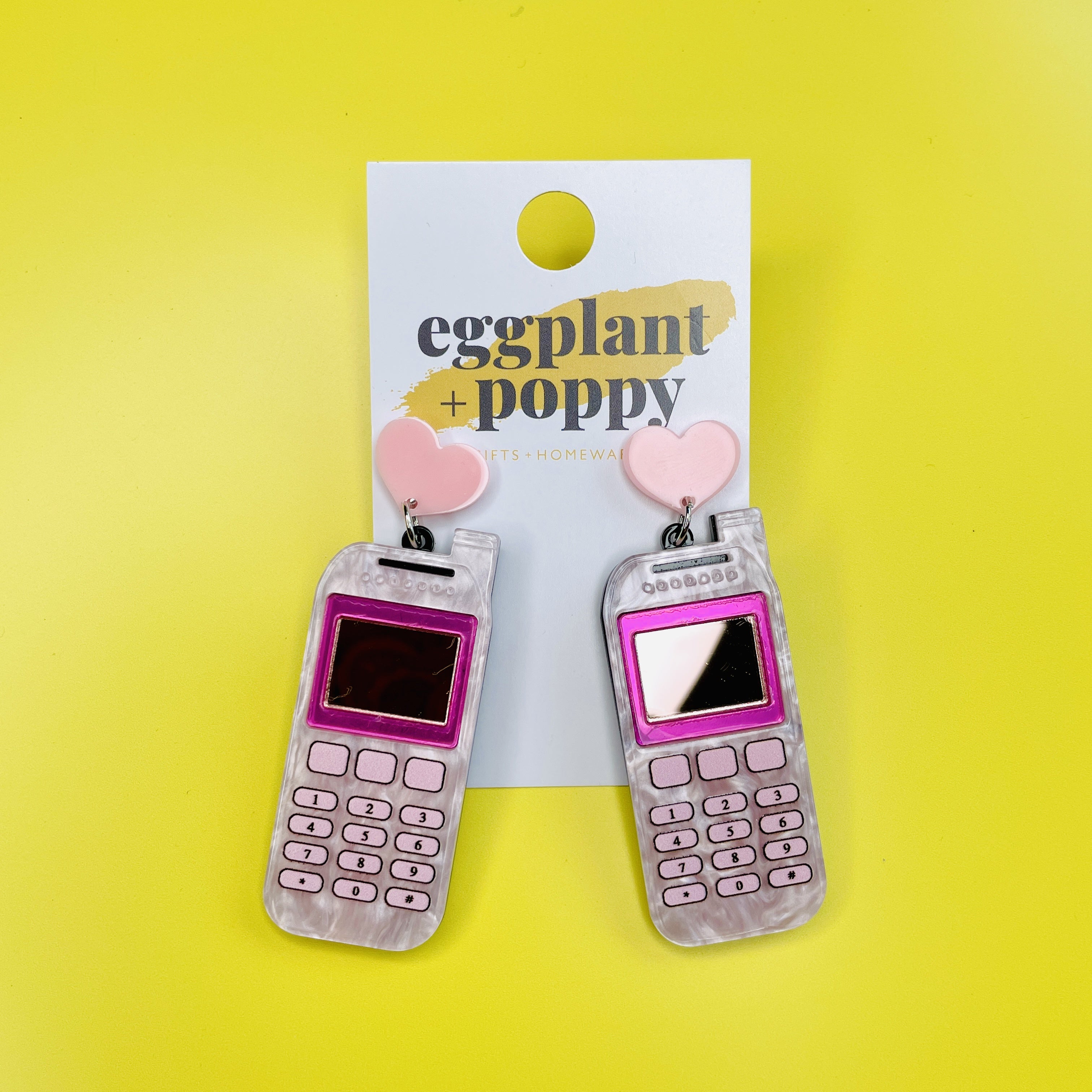 Pink Mobile Phone Earrings