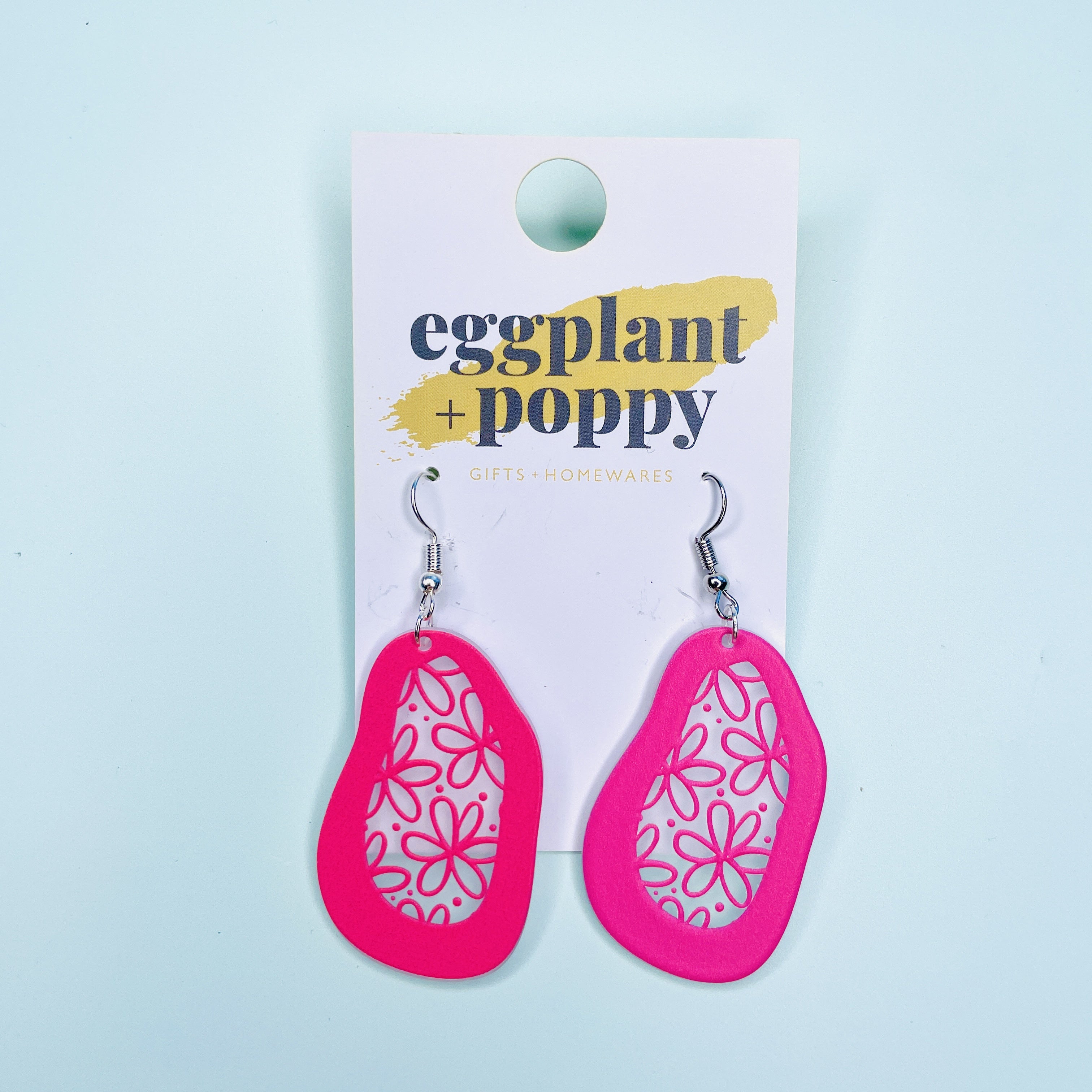 Art Earrings - Pink Flower