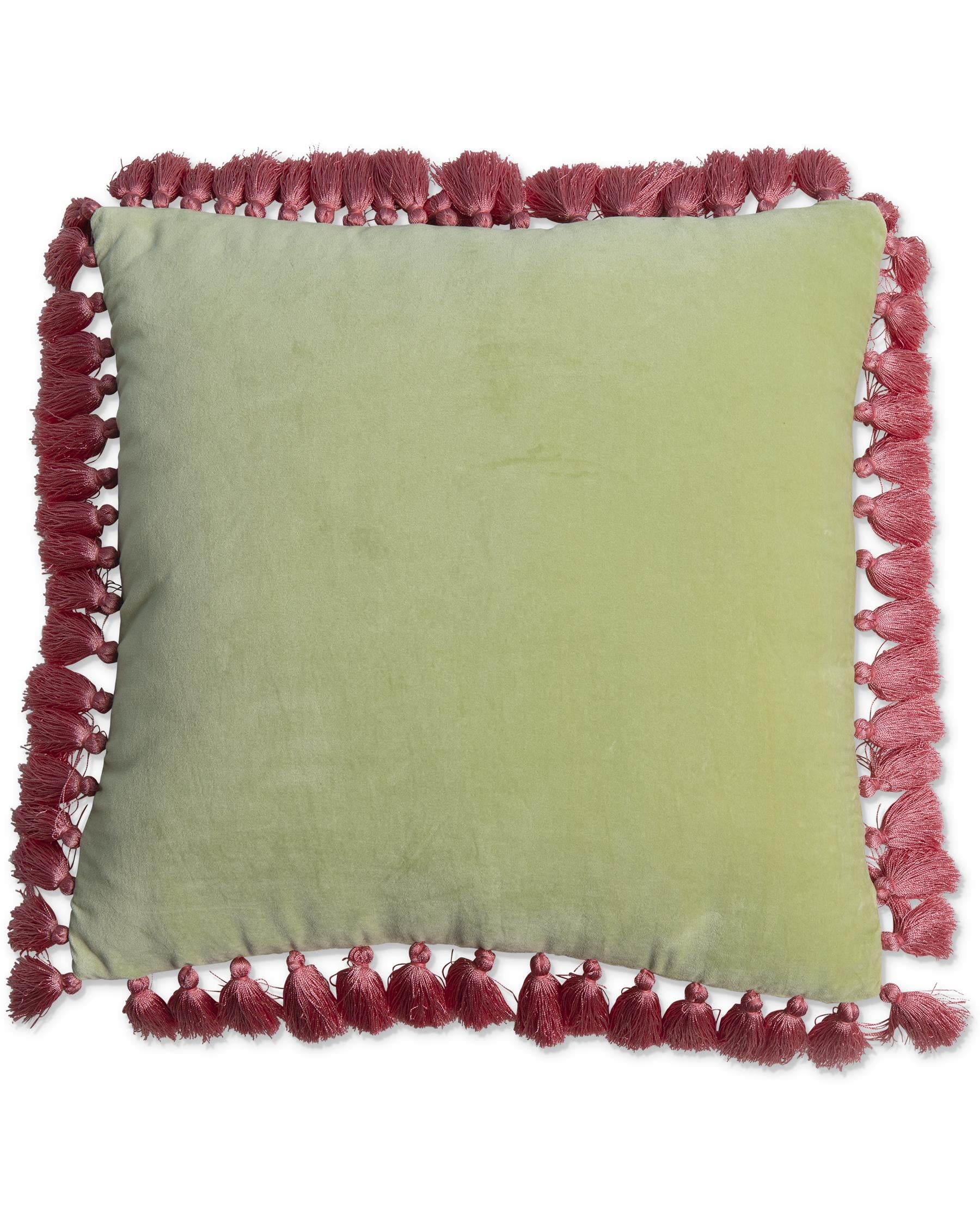 Tassel Cushion - Aloe Velvet