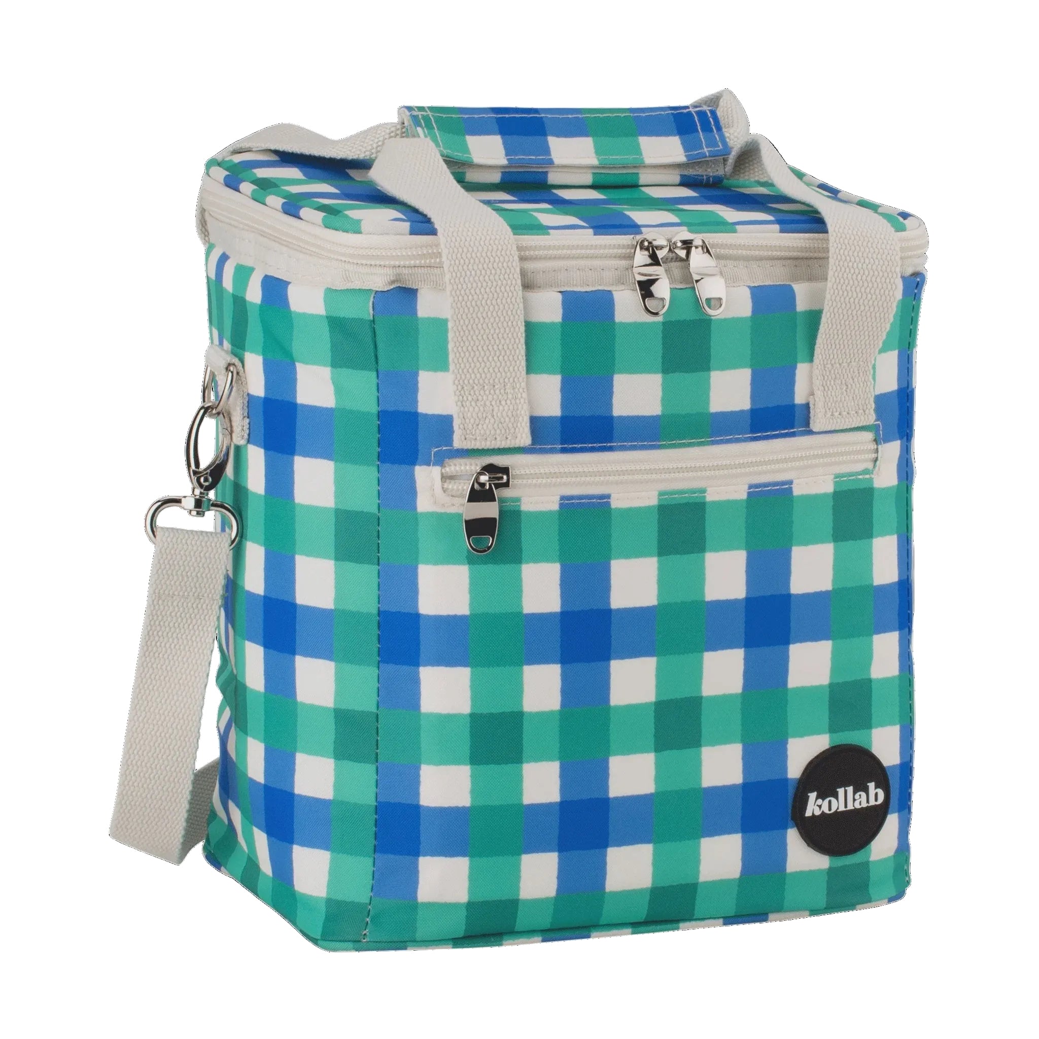 Mini Cooler - Green Blue Check