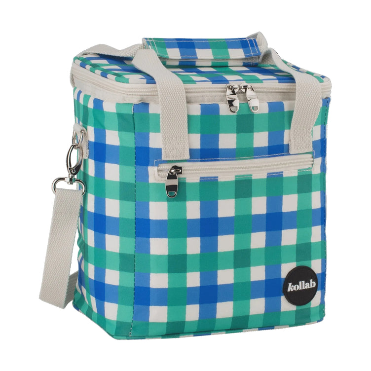 Mini Cooler - Green Blue Check