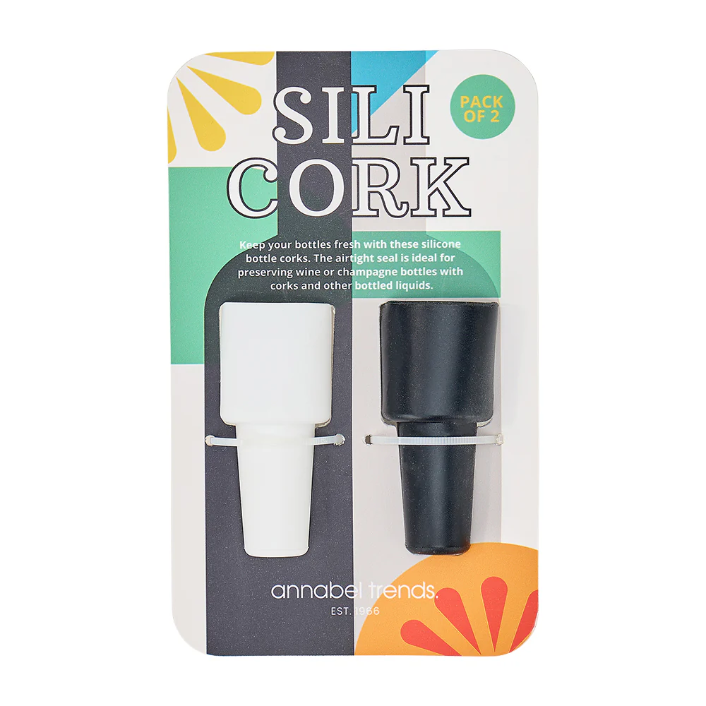 Silicork Wine Stopper - Black & White