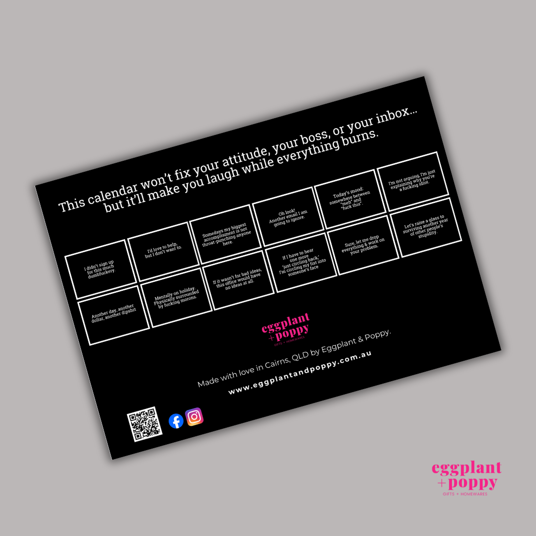 2026 Calendar - Shit I want to say out loud at work but can't