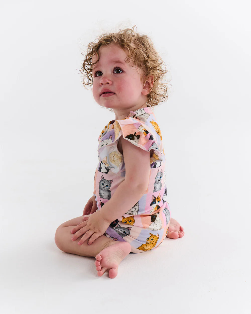 Baby Romper (Short Sleeve Frill) - Kitty Cat