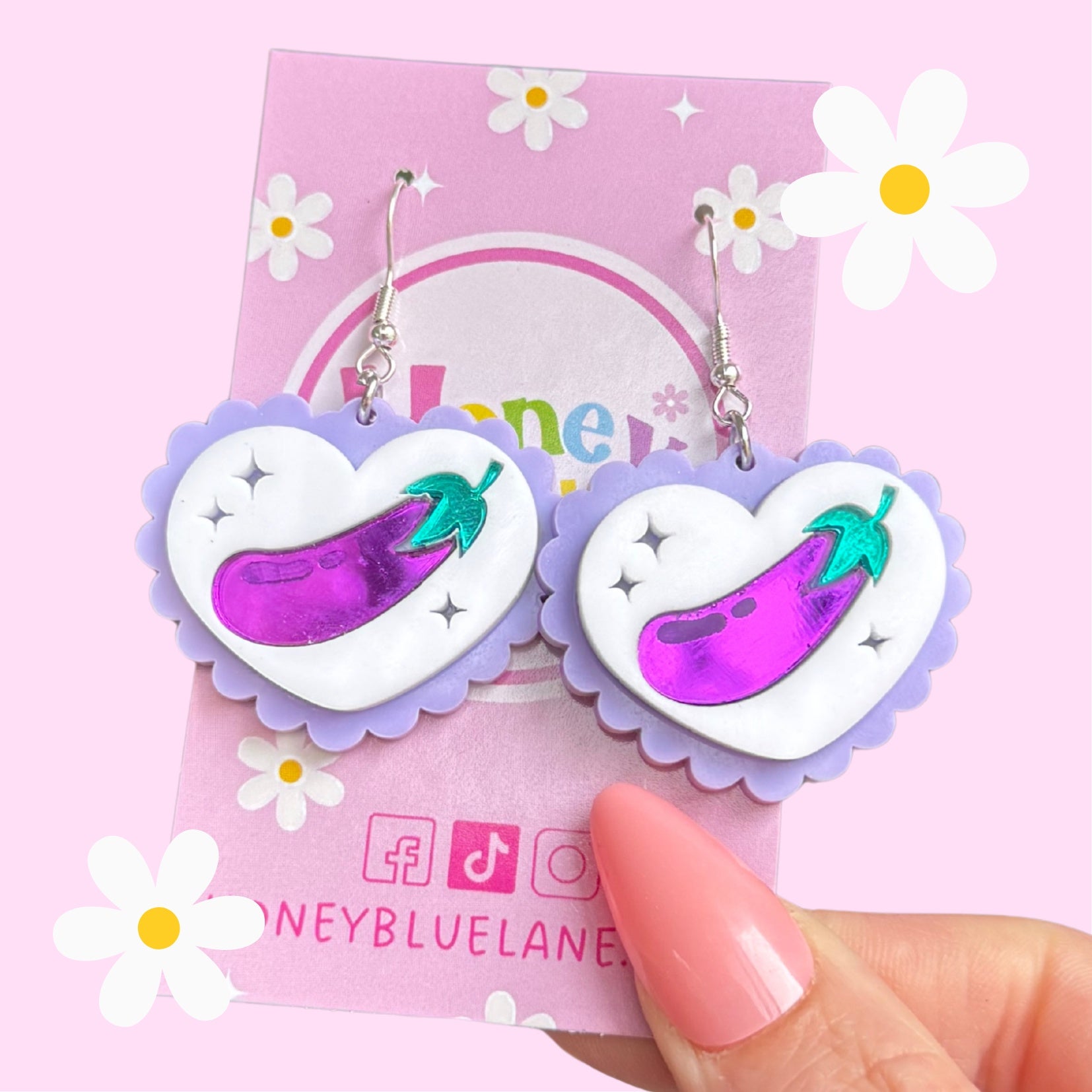 Eggplant Heart Earrings