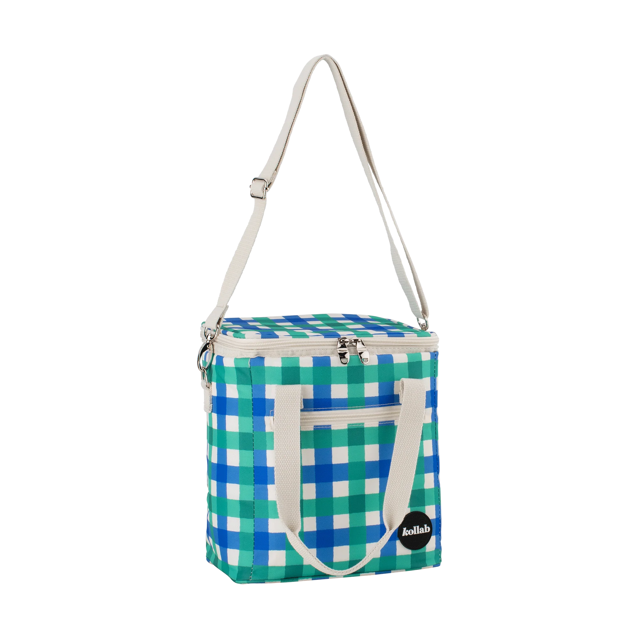 Mini Cooler - Green Blue Check