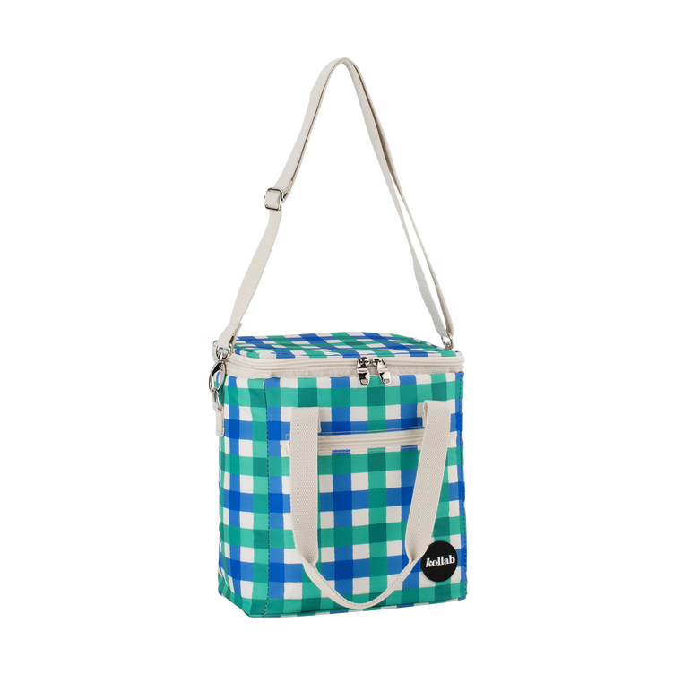 Mini Cooler - Green Blue Check