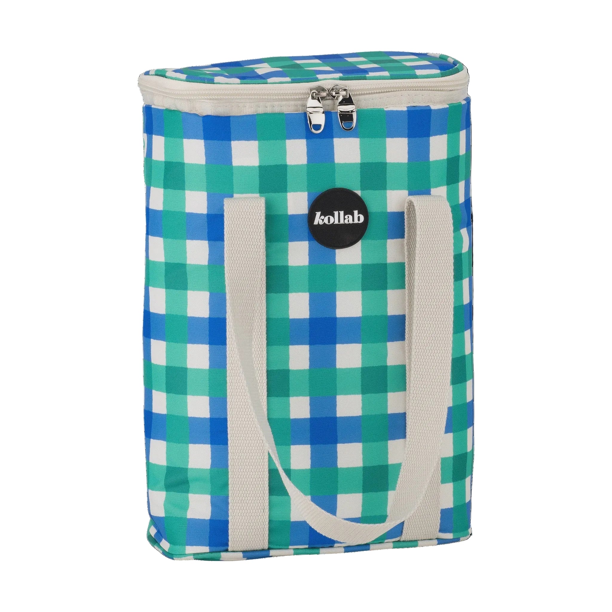 Wine Cooler Bag - Green Blue Check