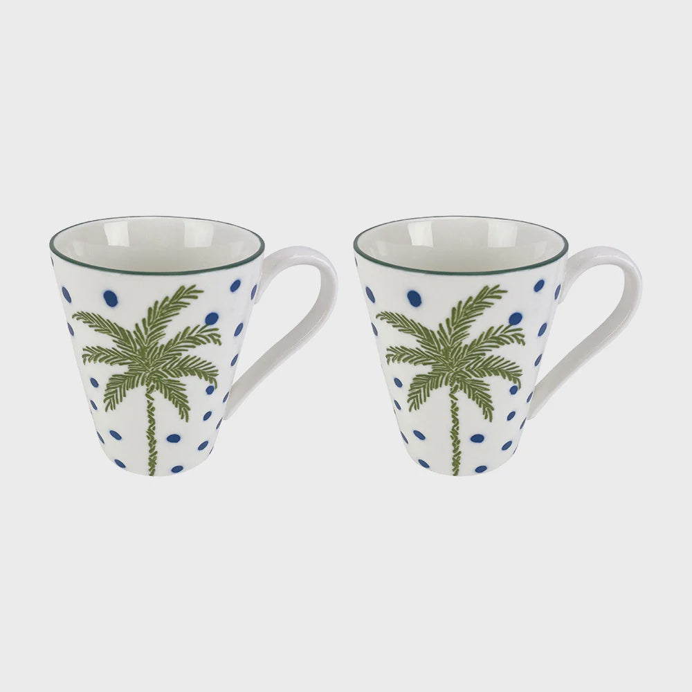 Coffee Mug Set - White Palm - 2pc