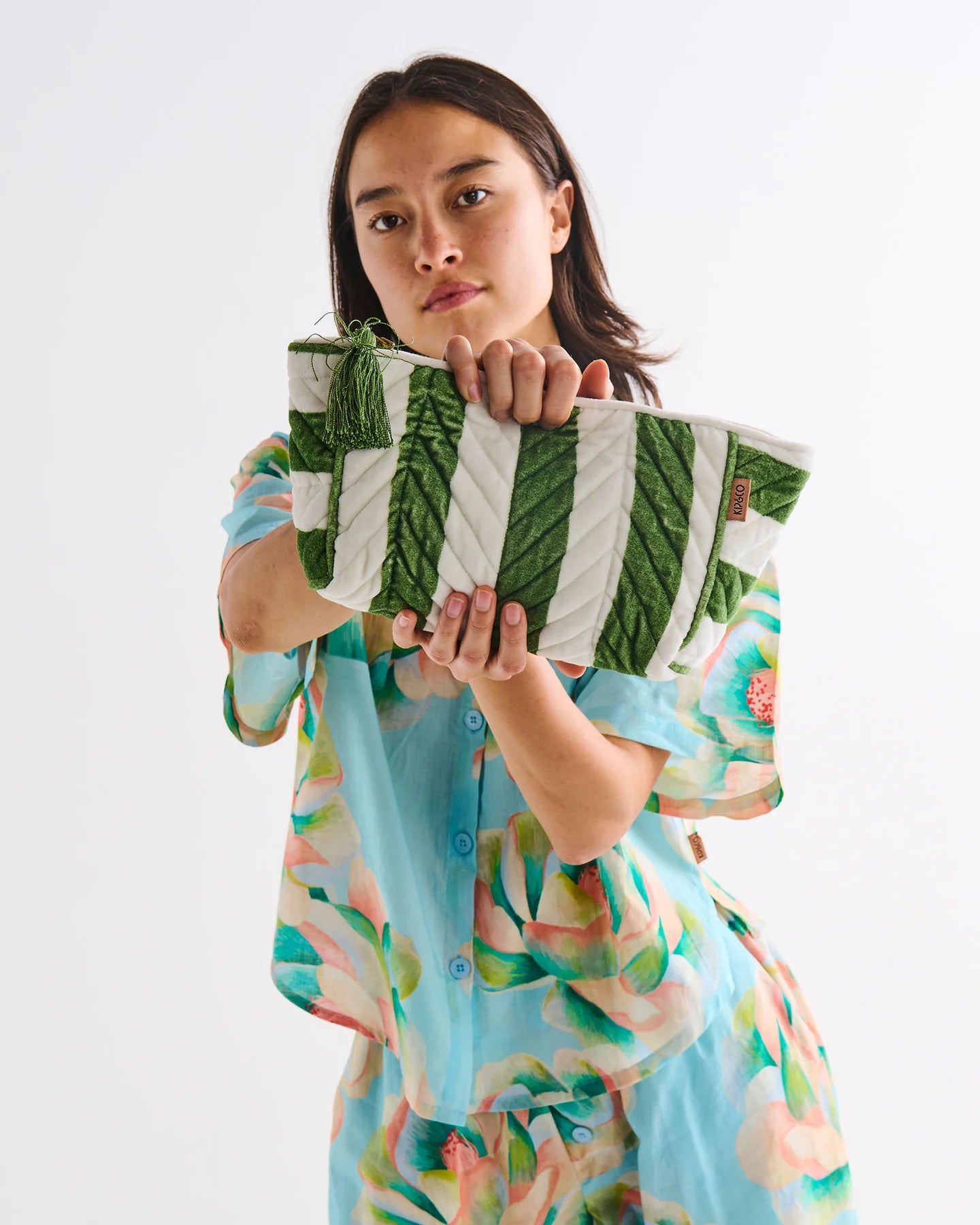 Velvet Toiletry Bag - Moss Stripe