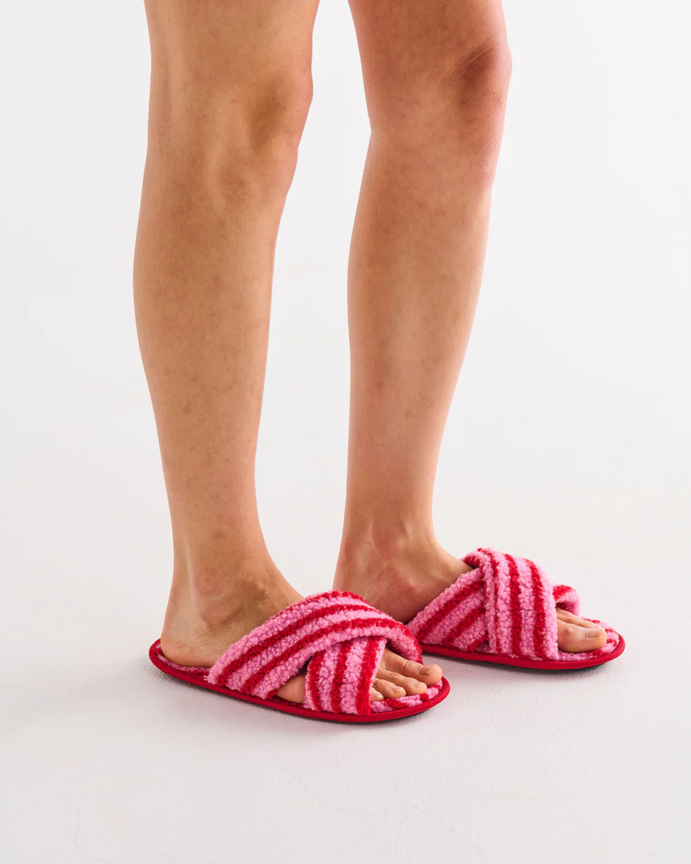 Sherpa Slippers - Candy Stripe