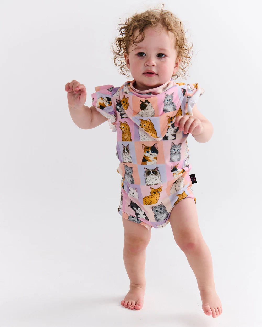 Baby Romper (Short Sleeve Frill) - Kitty Cat