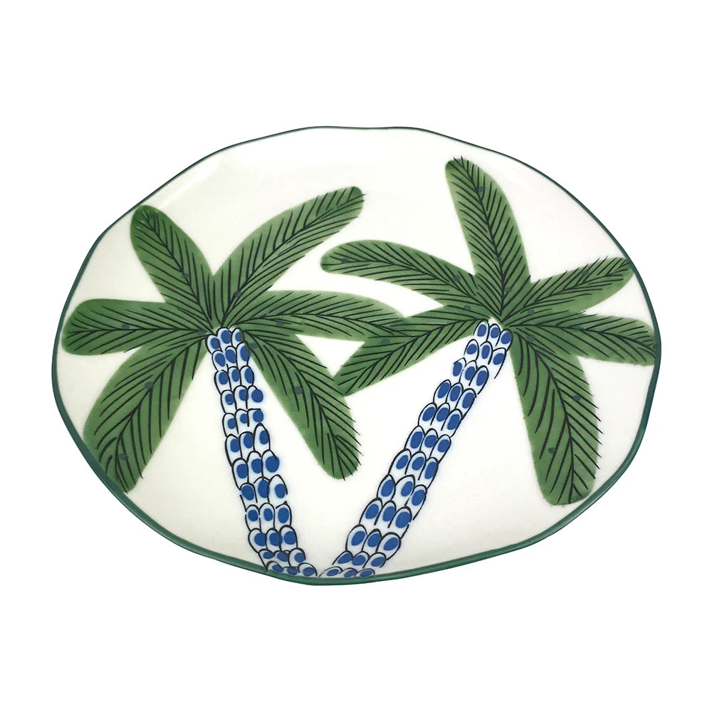 Round Plate - White Palm