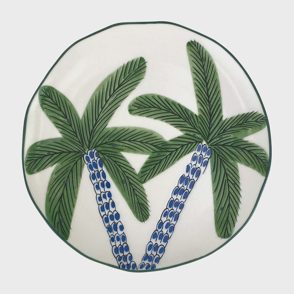 Round Plate - White Palm