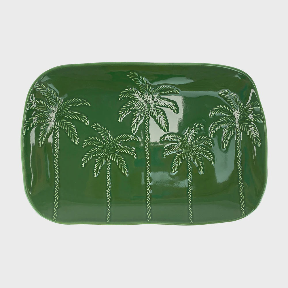 Rectangle Plate Green Palm
