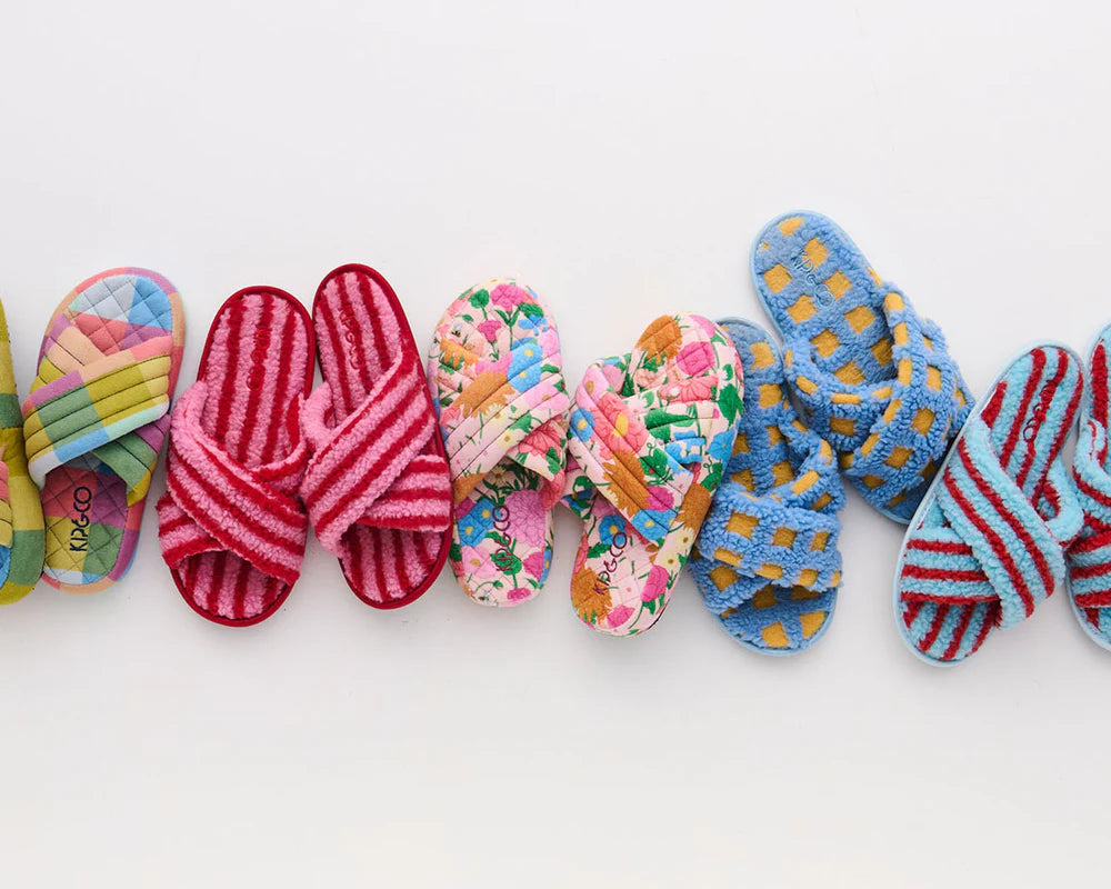 Sherpa Slippers - Candy Stripe