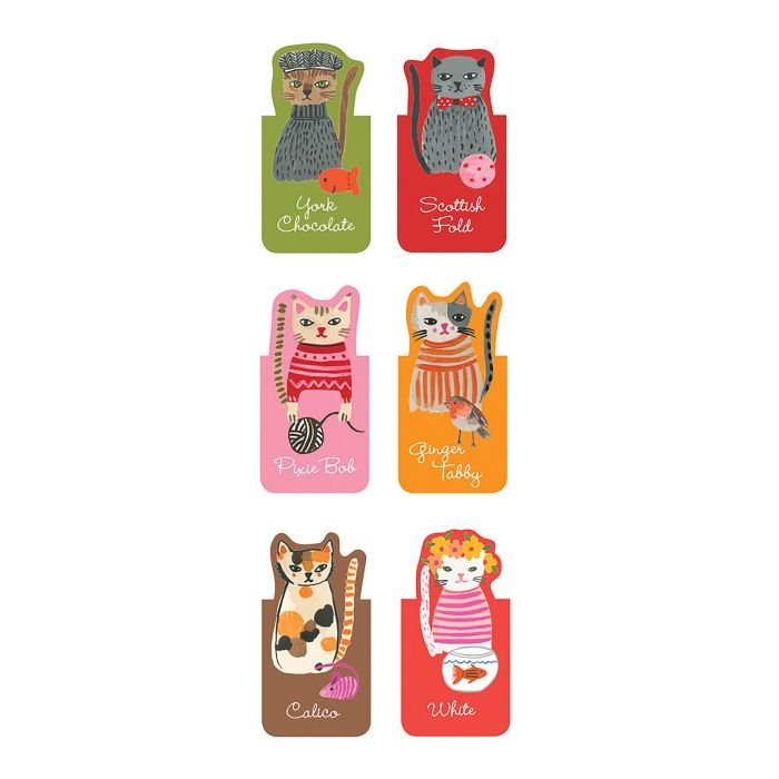 Magnetic Bookmarks - Cool Cats (set of 6)