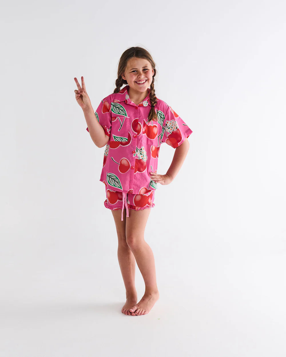 Kids Pyjama Shirt & Short - Cherry Blossom