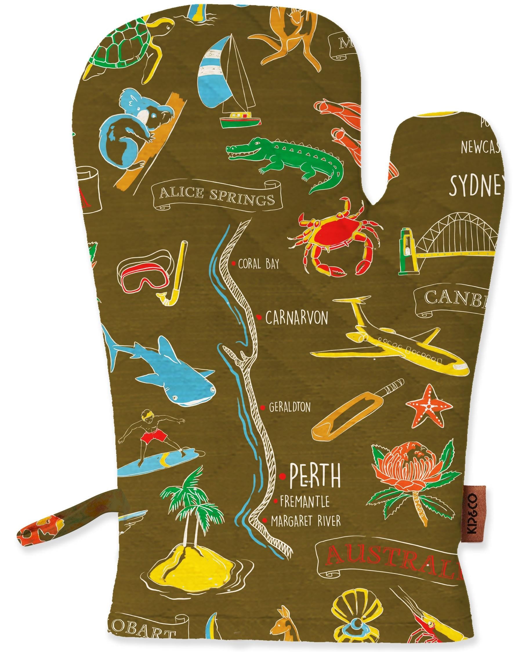 Aussie Road Trip Oven Mitt - Green