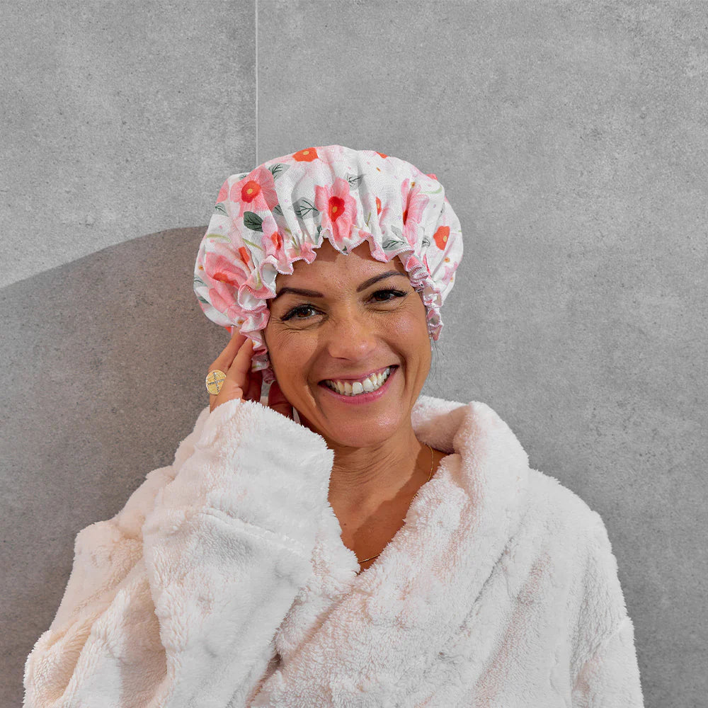 Bath Robe - Embossed Flower Cream
