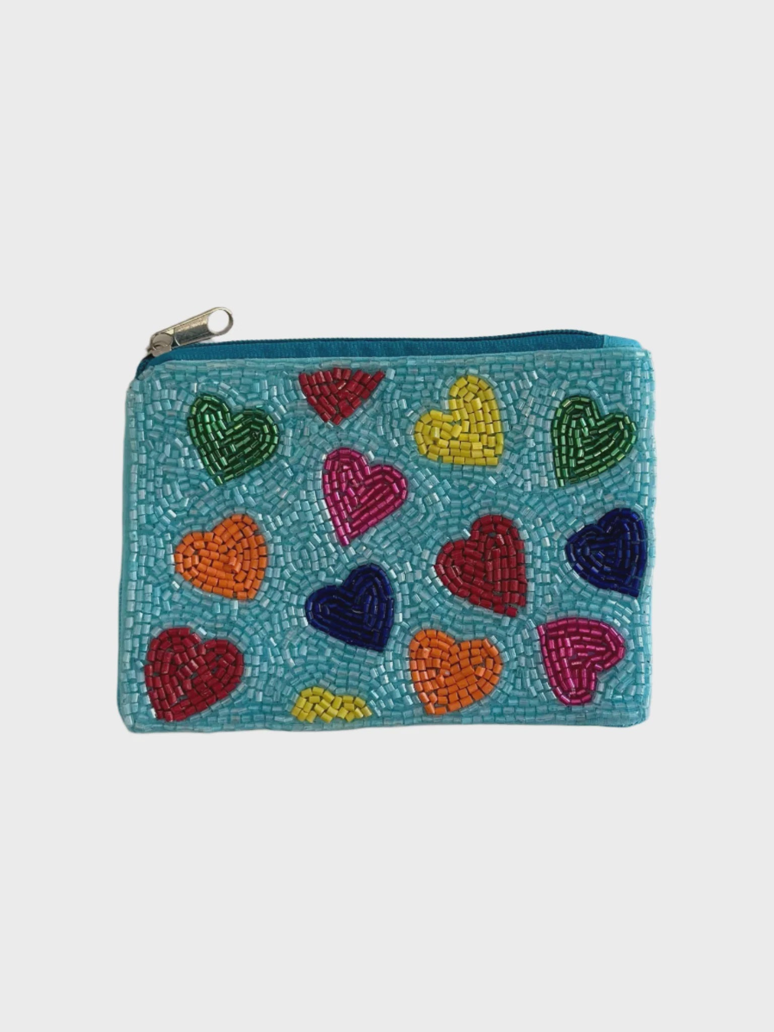 Beaded Coin Purse - Heart Rainbow