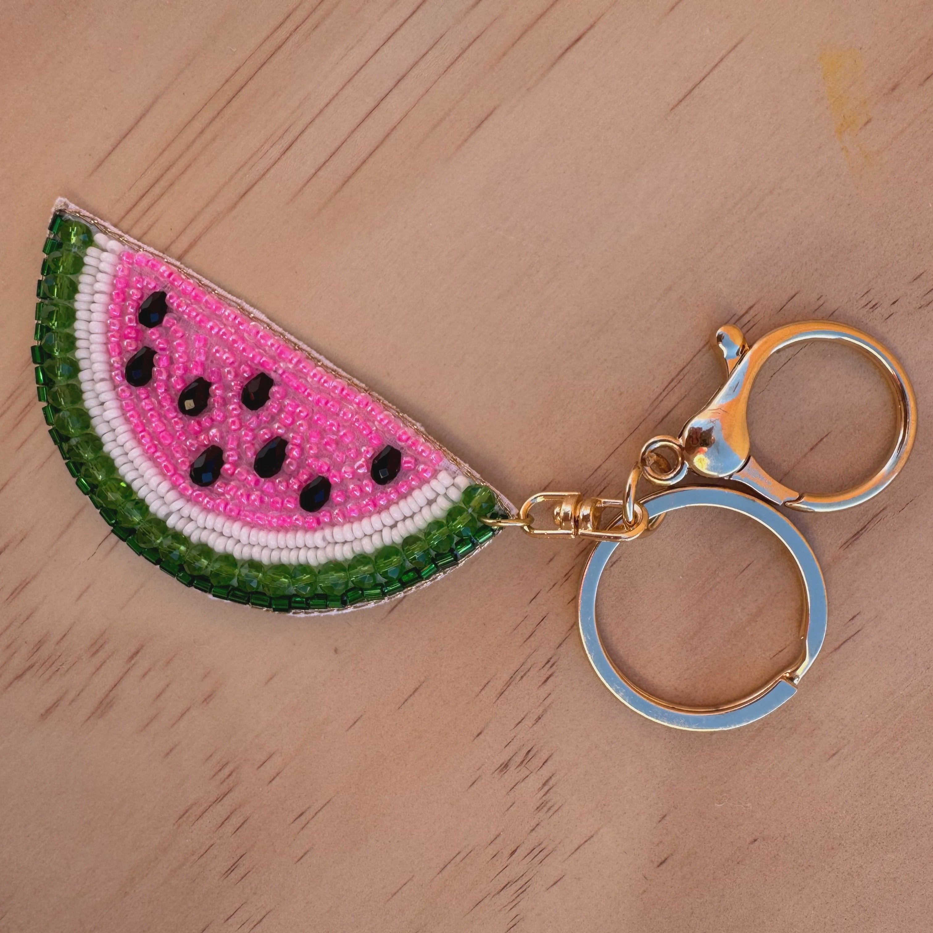 Beaded Keychain - Watermelon Pink