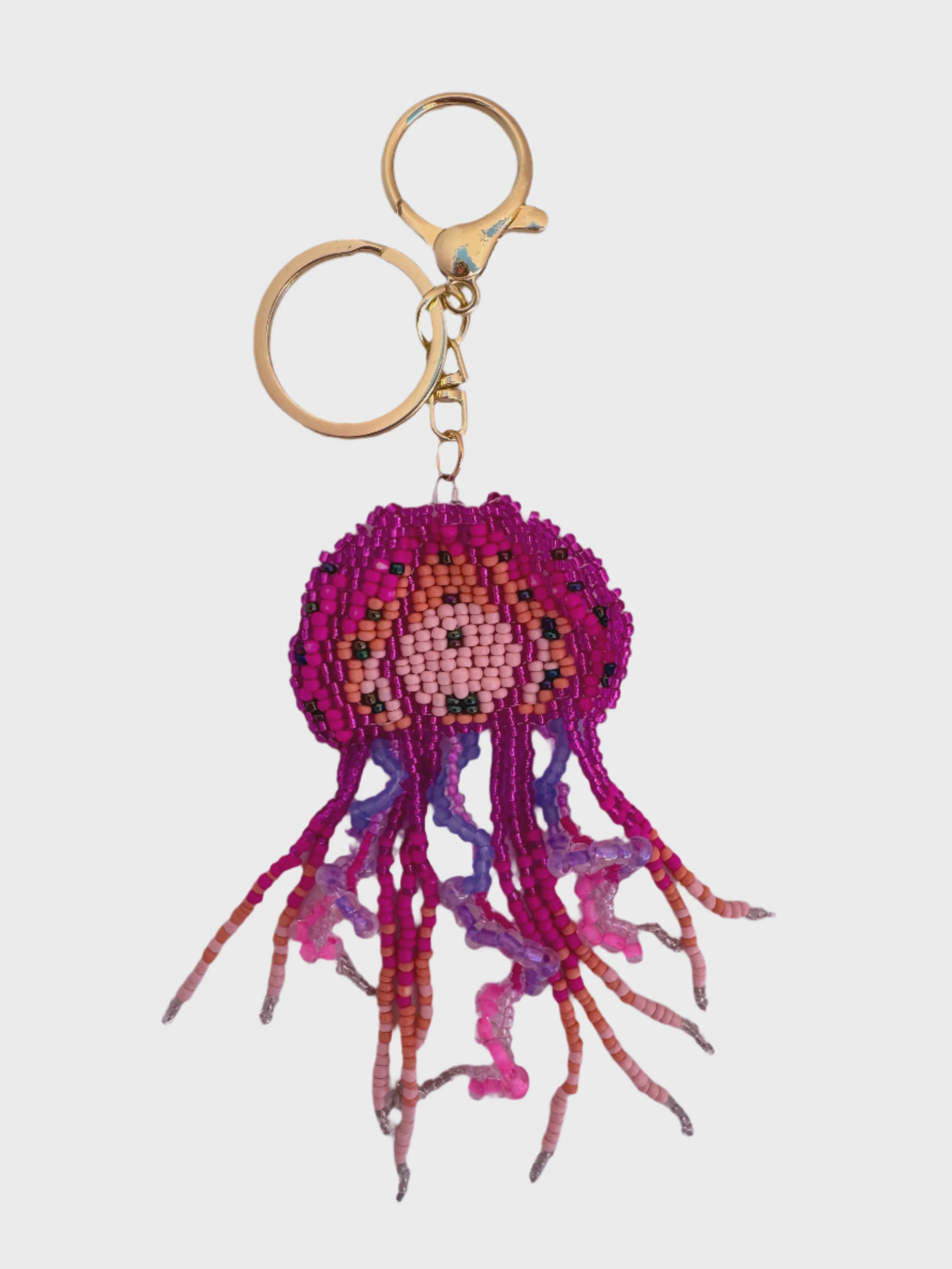 Beaded Keyring - Jellyfish Pink
