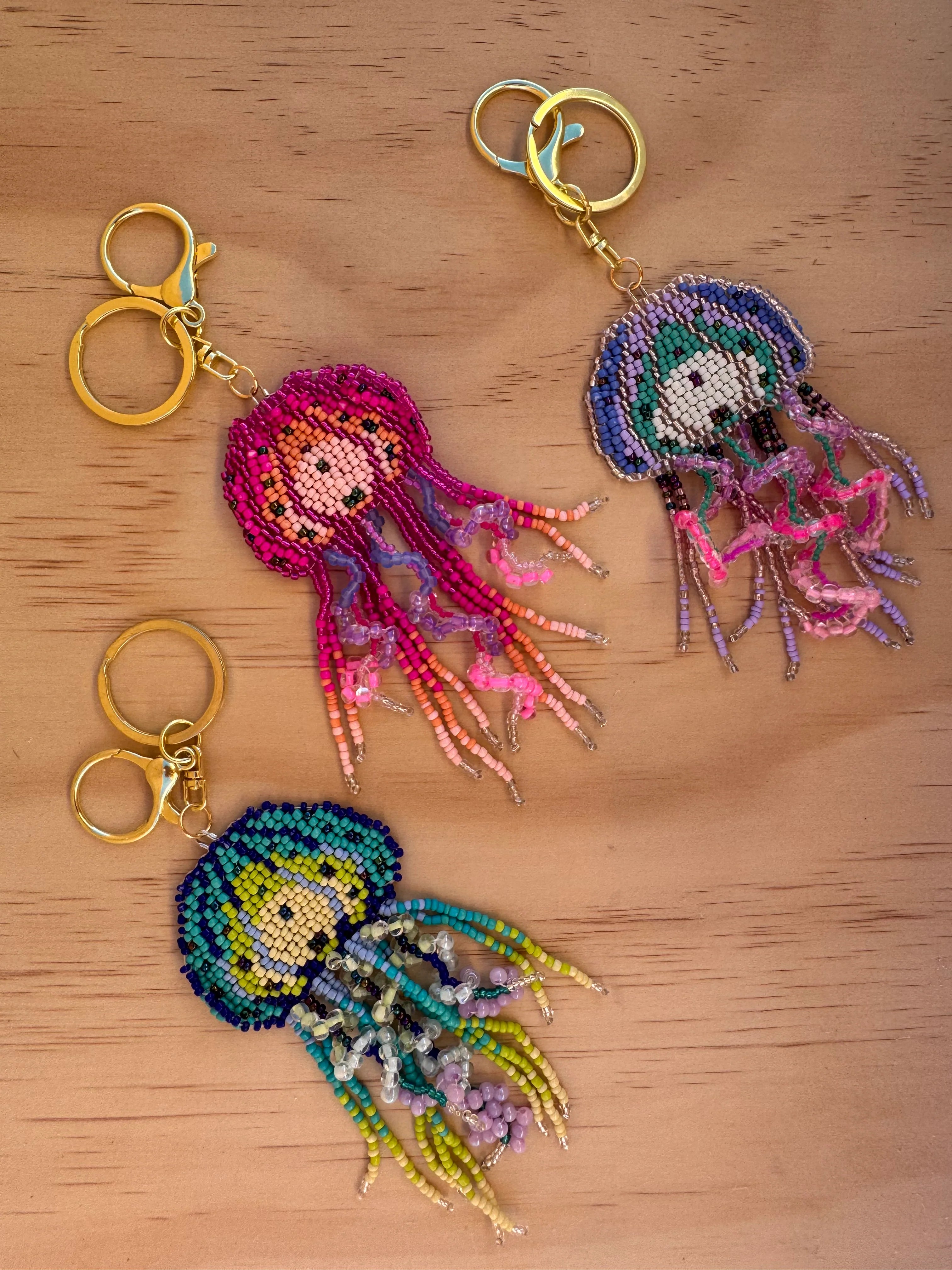 Beaded Keyring - Jellyfish Blue