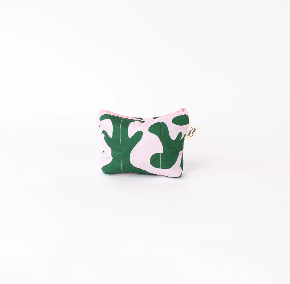 Small Puffy Zippy Bag - Pink & Green Dream