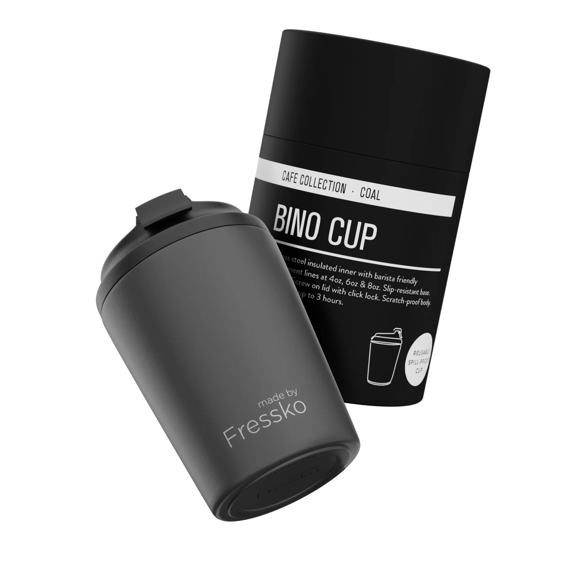 Bino Coffee Cup - 8oz Black
