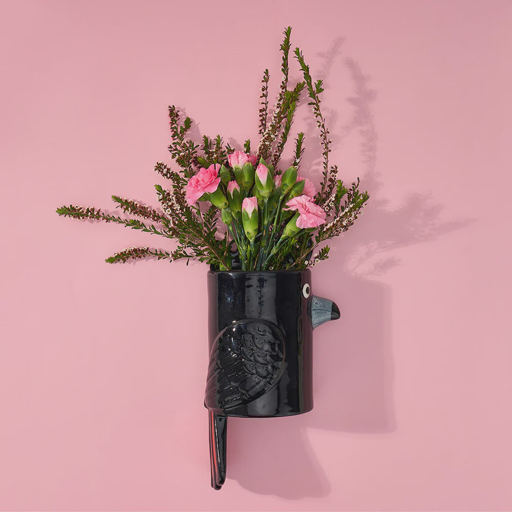 Ceramic Wall Vase - Black Cockatoo