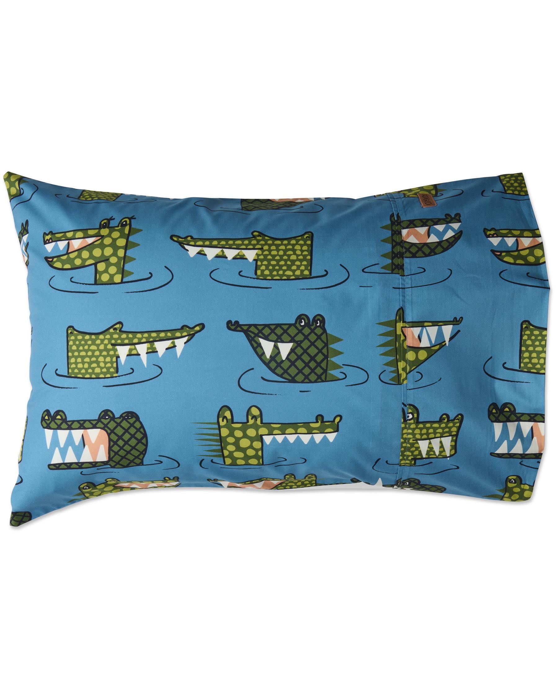 Cotton Pillowcase - Crocodile Rock Blue - 1P