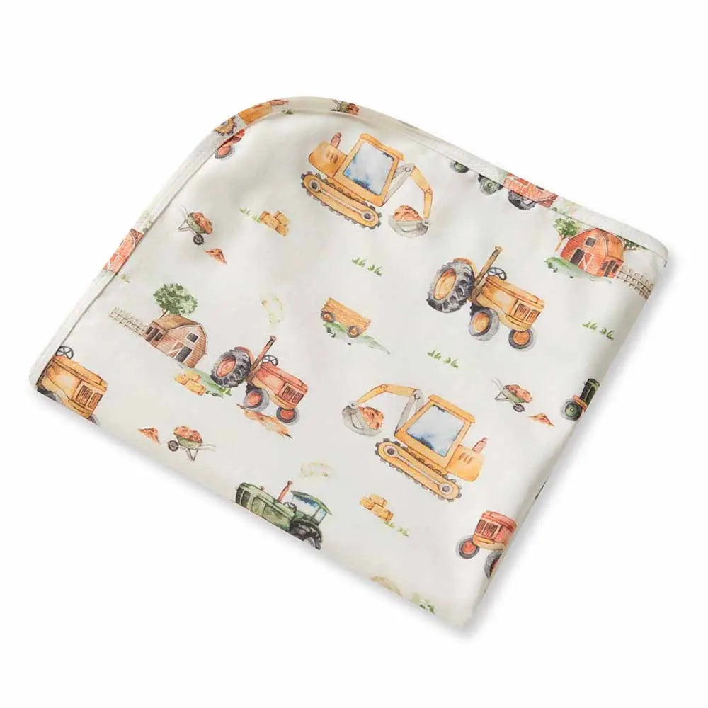 Diggers & Tractors Jersey Wrap & Beanie Set