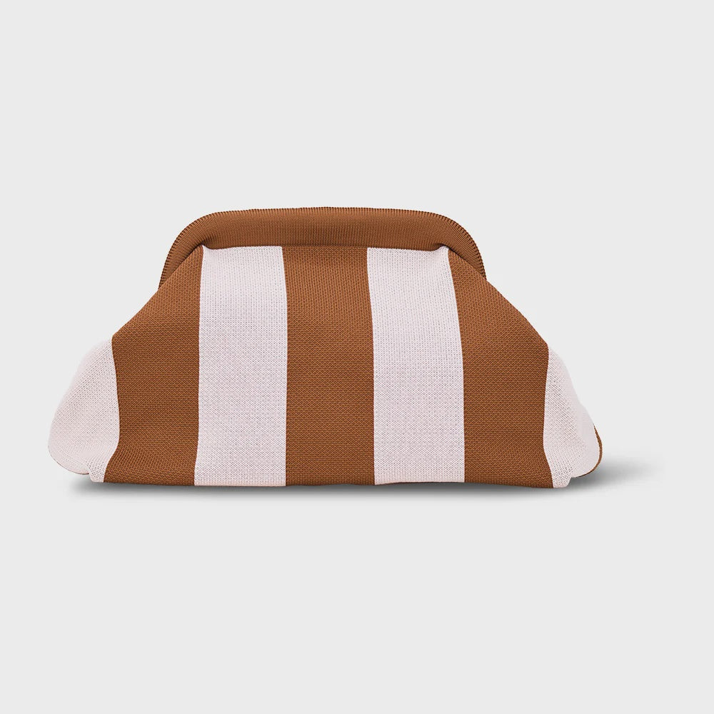 Dumpling Clutch - Brown & Pink
