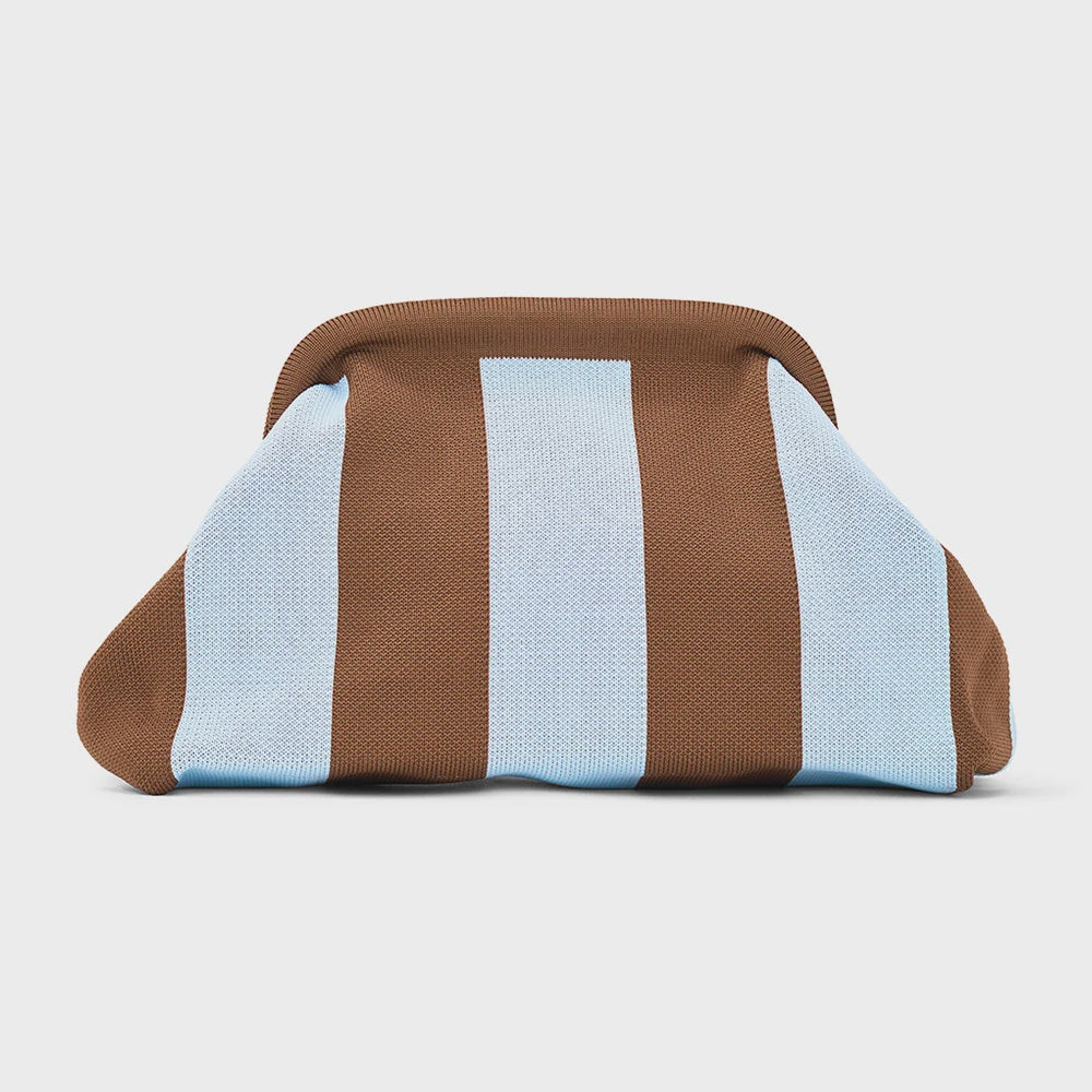 Dumpling Clutch - Sky Blue & Chocolate