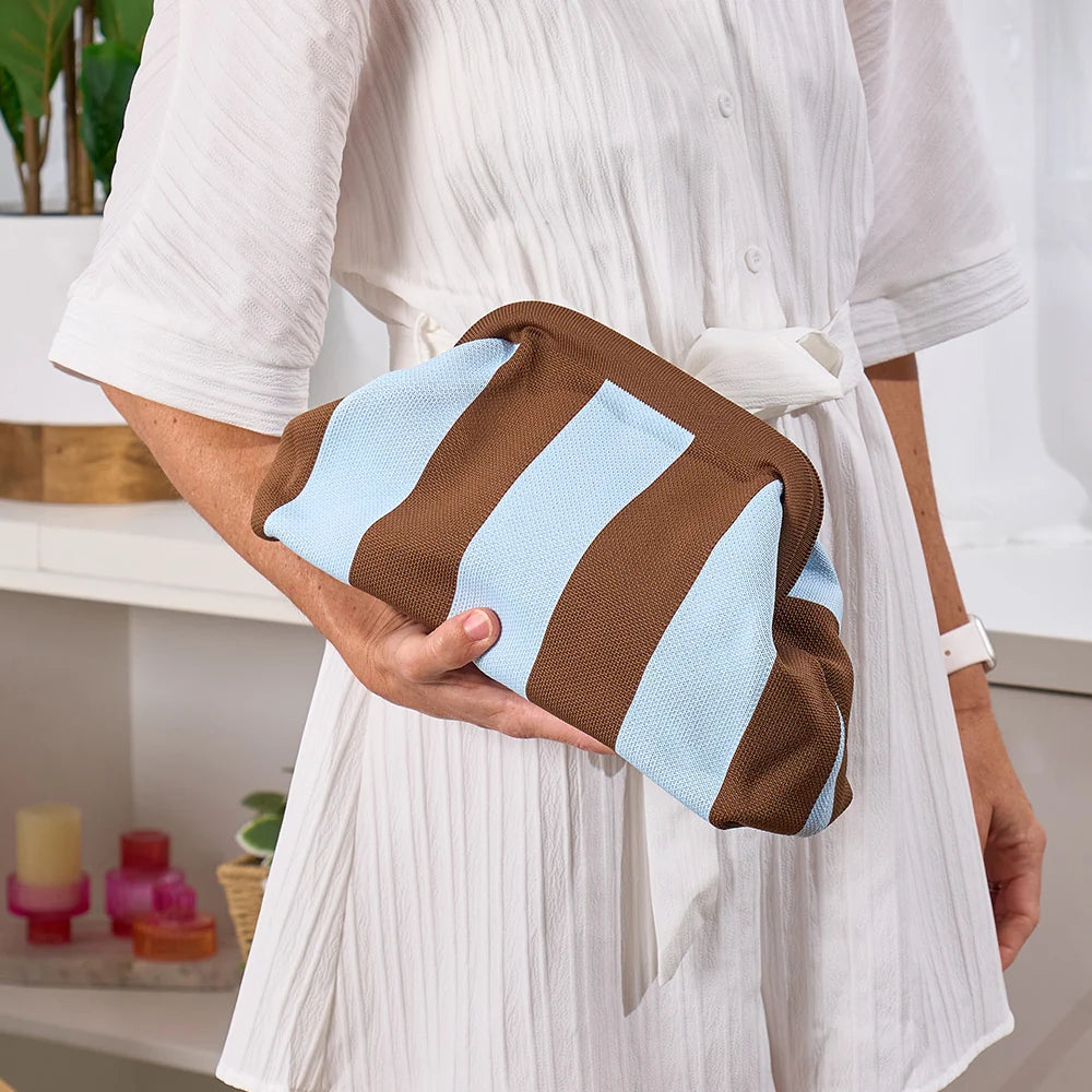 Dumpling Clutch - Brown & Pink