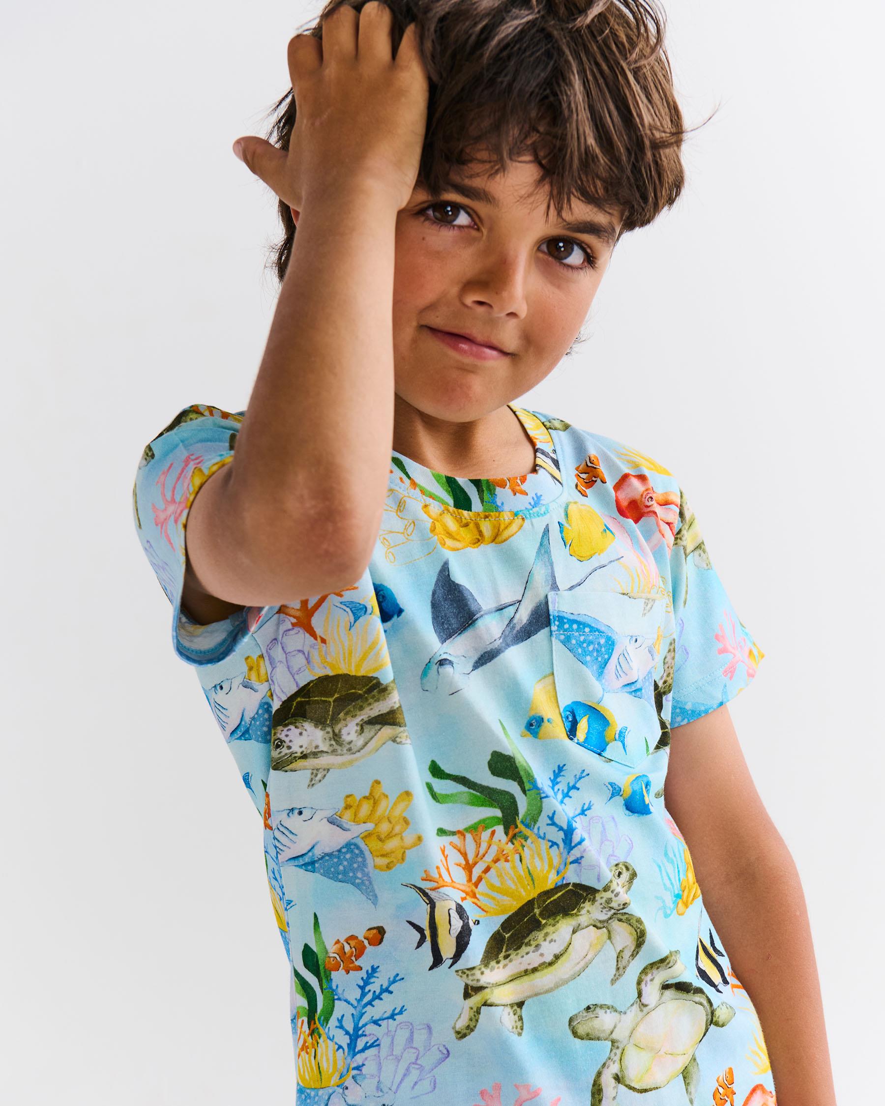 Kids Pyjama Tee & Short - Reef Life