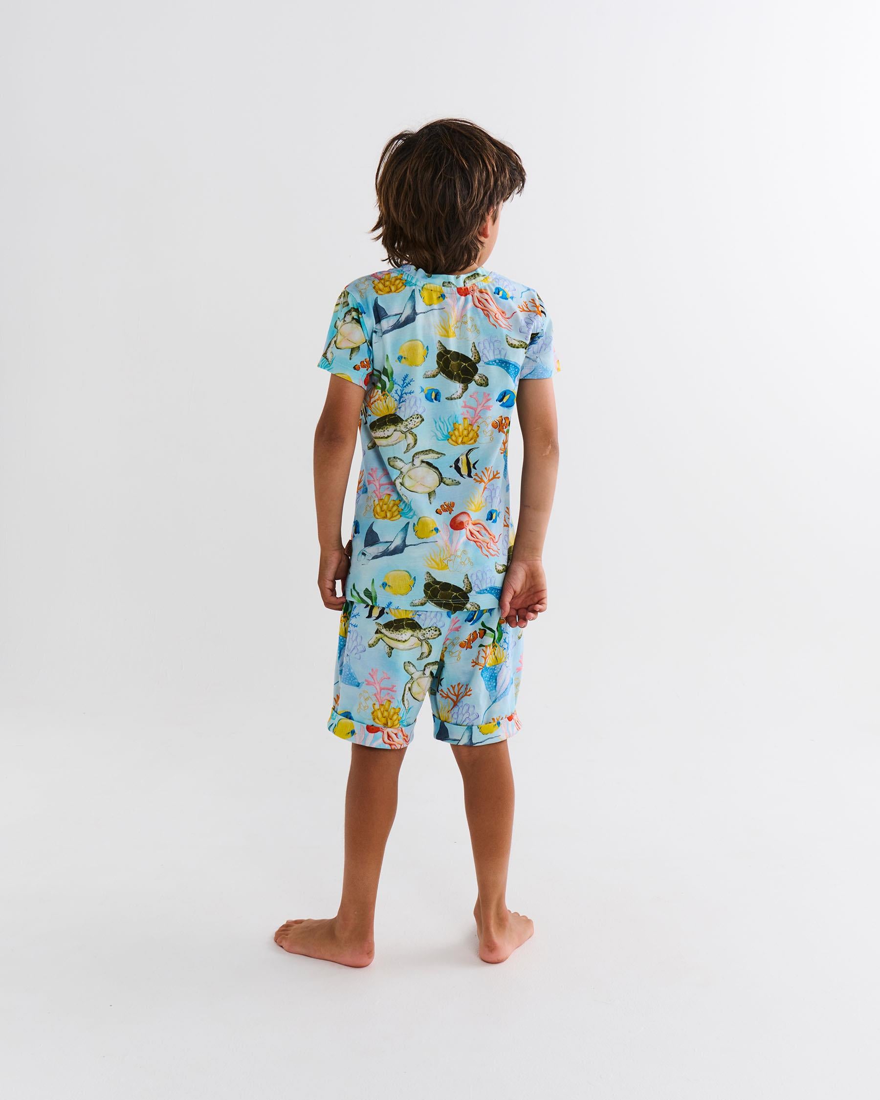 Kids Pyjama Tee & Short - Reef Life