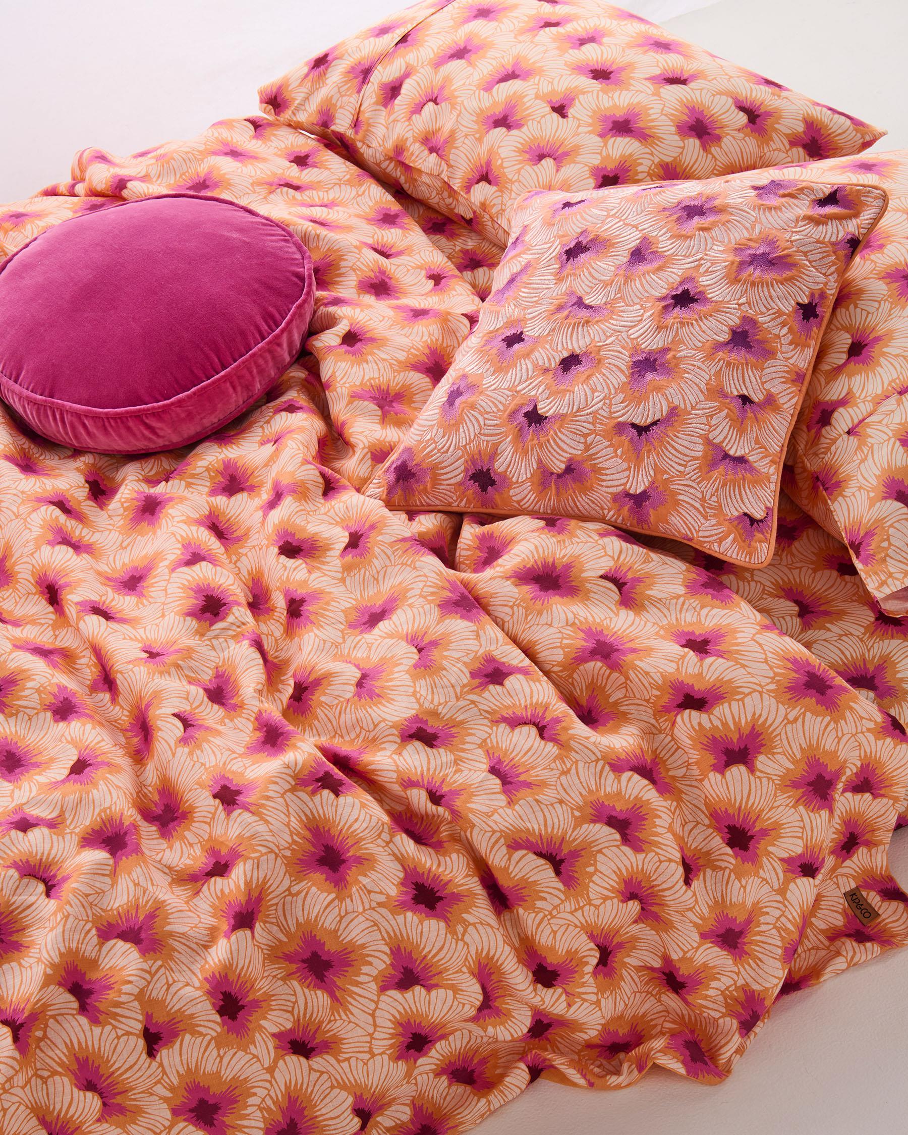 Linen Quilt Cover - Hibiscus Peach